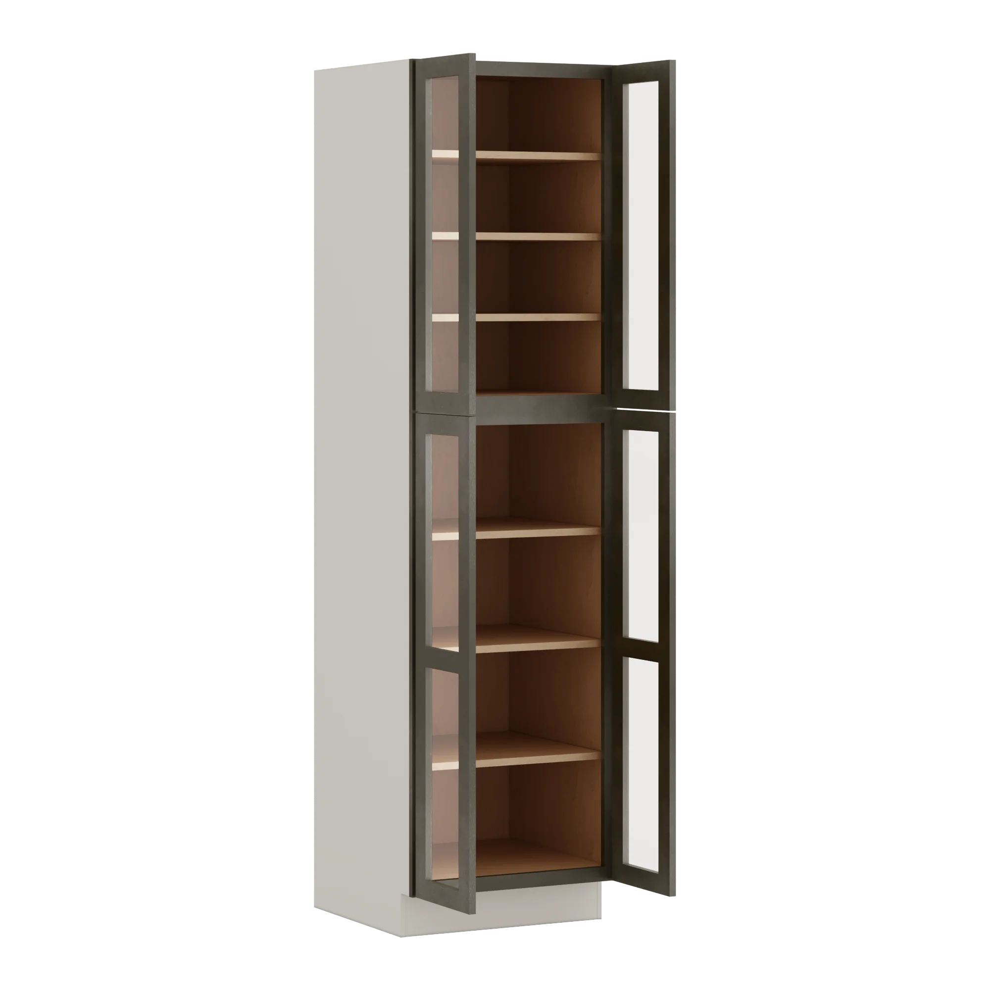 90" Tall Pantry Huntington Cinder Double Shaker Glass Ready Wall Cabinet 18", 24" & 30" Wide - Image 4