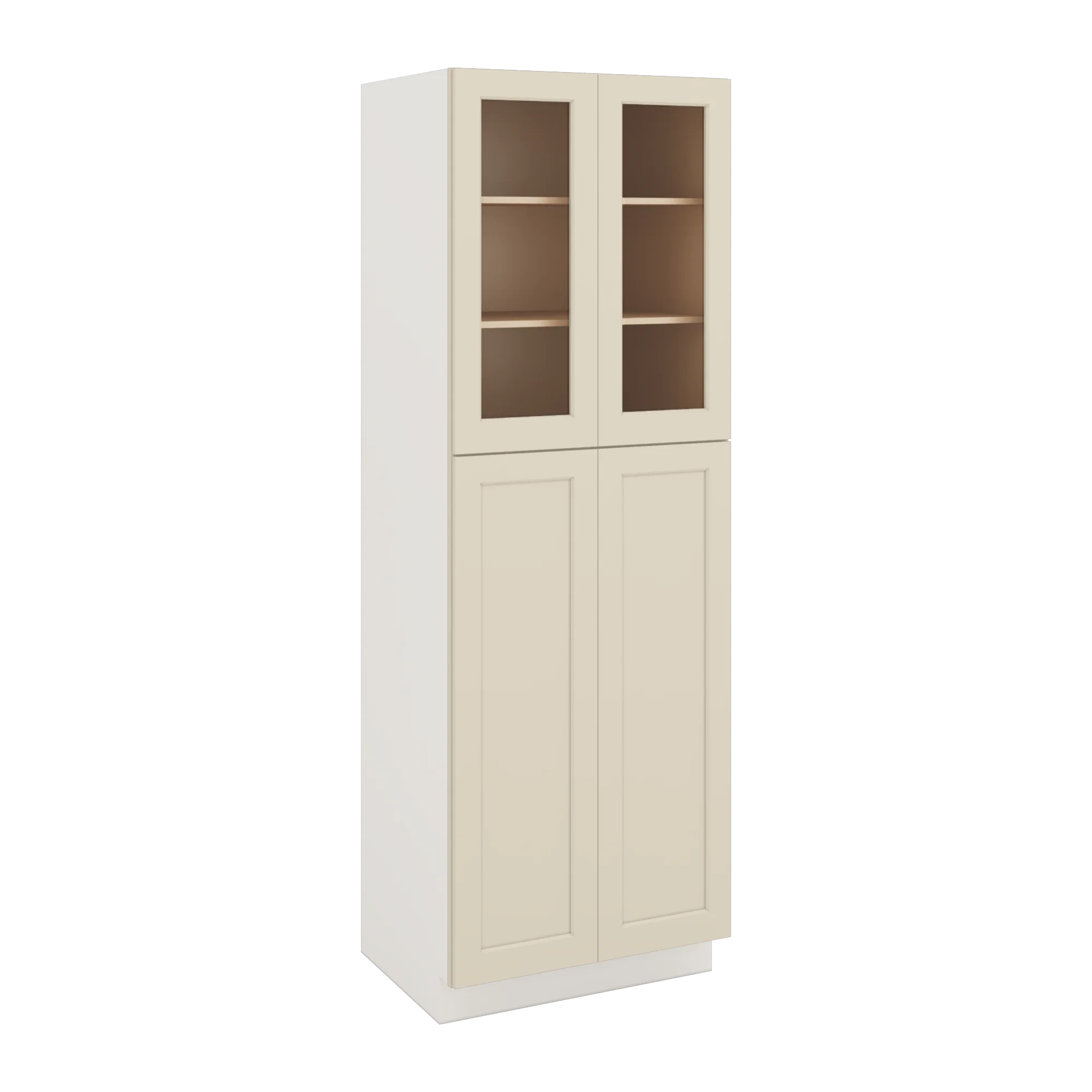 90" Tall Pantry Manhattan Cream Shaker 1-1/4" Overlay Glass Ready Cabinet 18", 24" & 30" Wide - Image 5