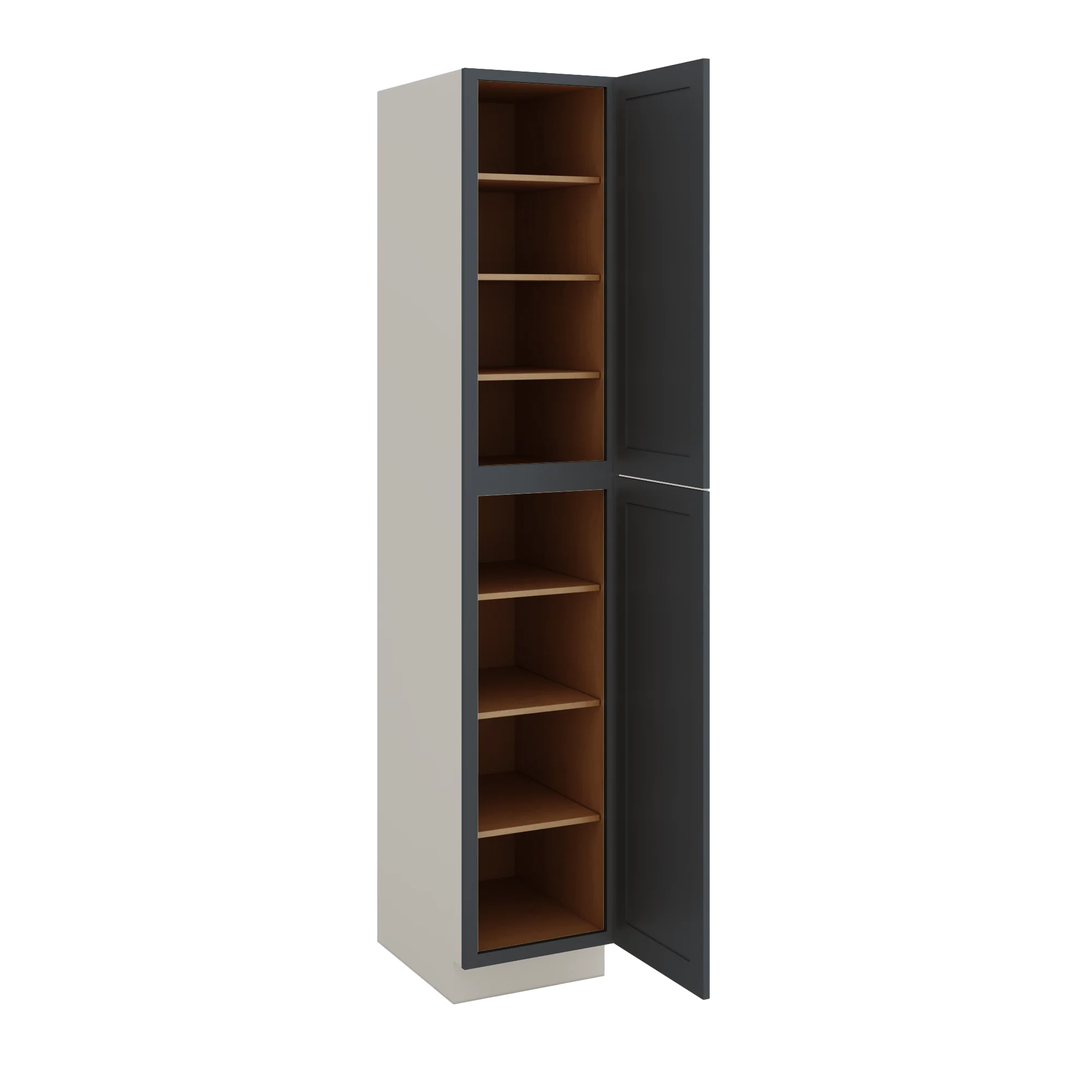 96" Tall Pantry 15HNS Hermosa Noir Black Shaker 1-1/4" Overlay Cabinet 18", 24" & 30" Wide - Image 2