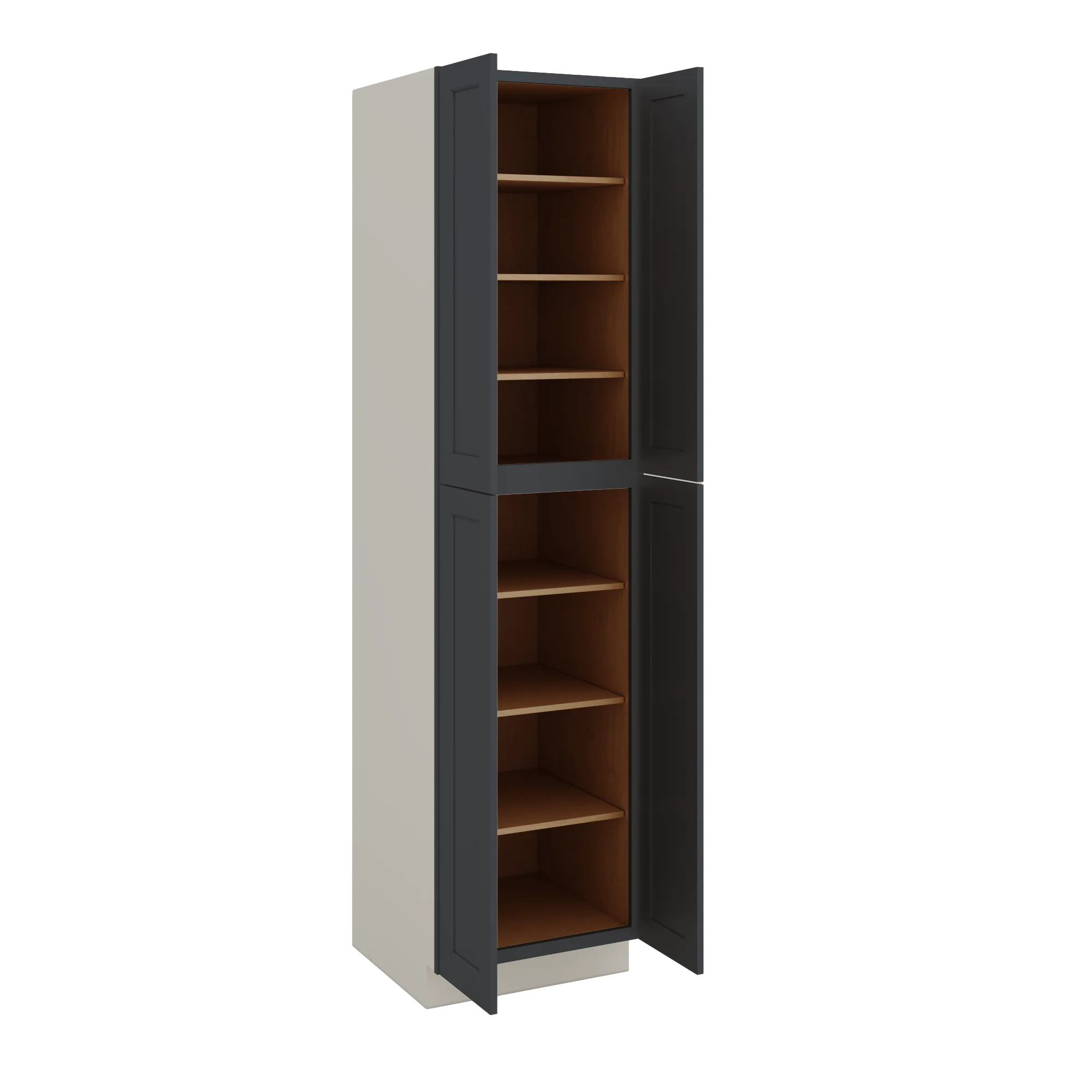96" Tall Pantry 15HNS Hermosa Noir Black Shaker 1-1/4" Overlay Cabinet 18", 24" & 30" Wide - Image 4