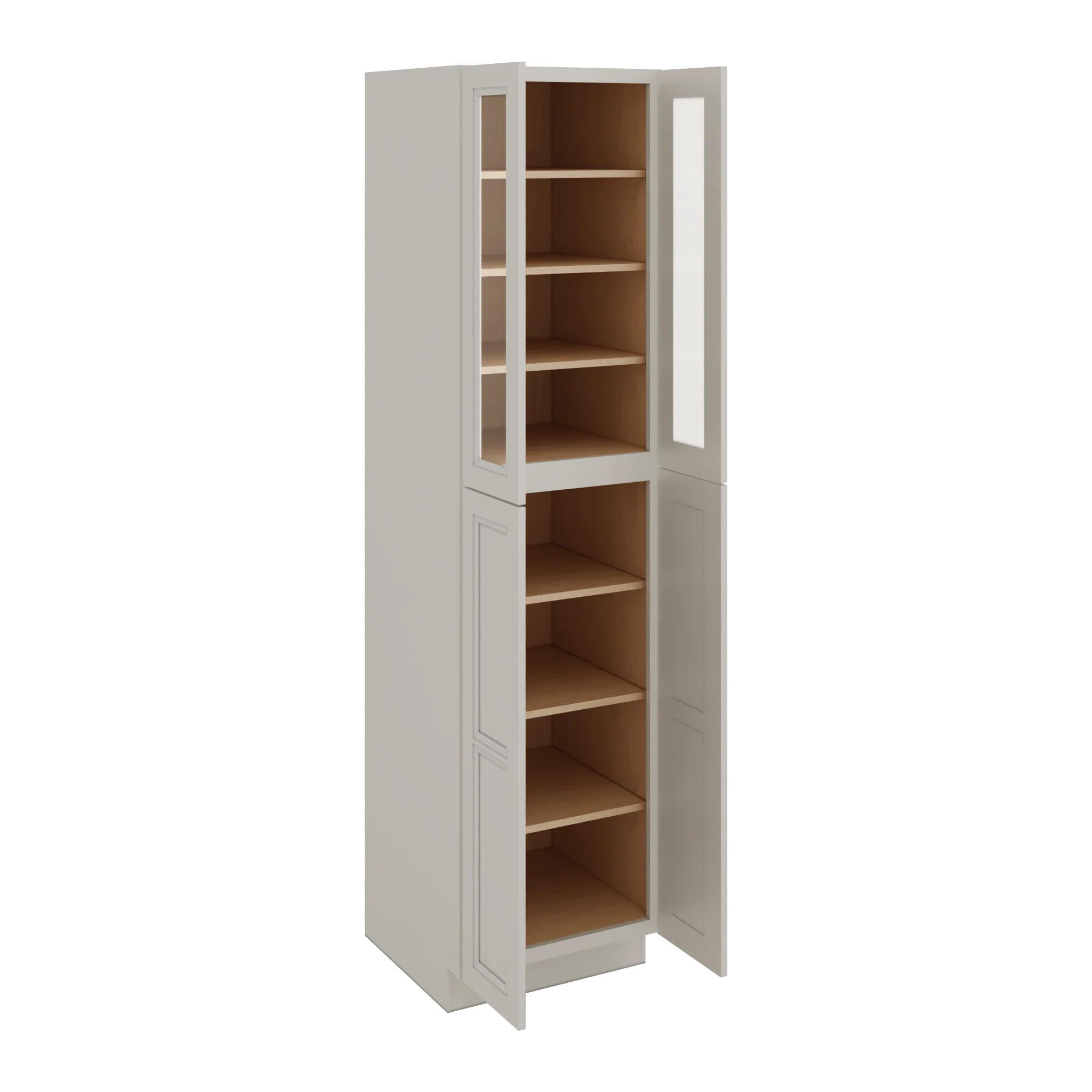 96" Tall Pantry 27LGDS Laguna Gray Double Shaker Glass Ready Cabinet 18", 24" & 30" Wide - Image 4