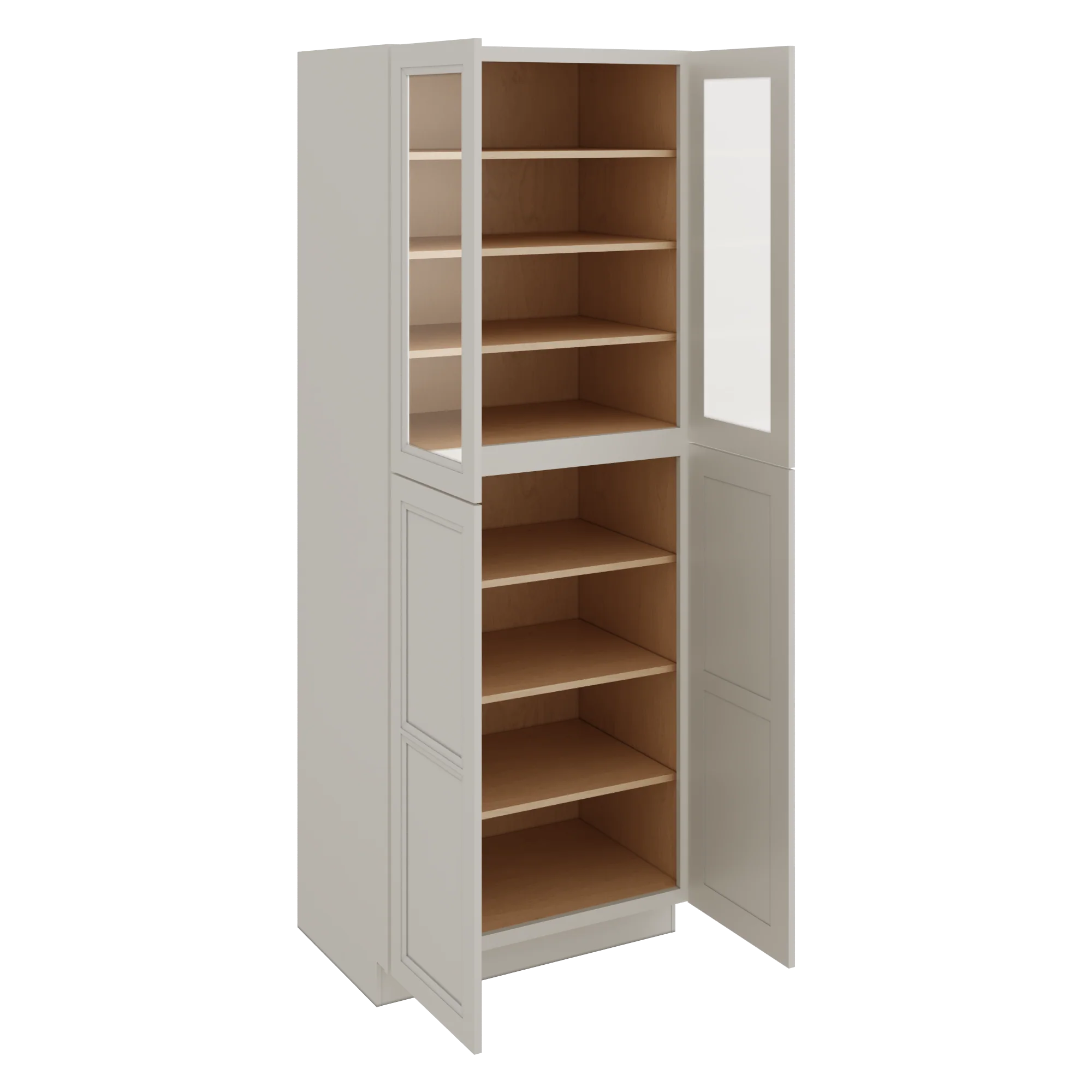 96" Tall Pantry 27LGDS Laguna Gray Double Shaker Glass Ready Cabinet 18", 24" & 30" Wide - Image 8