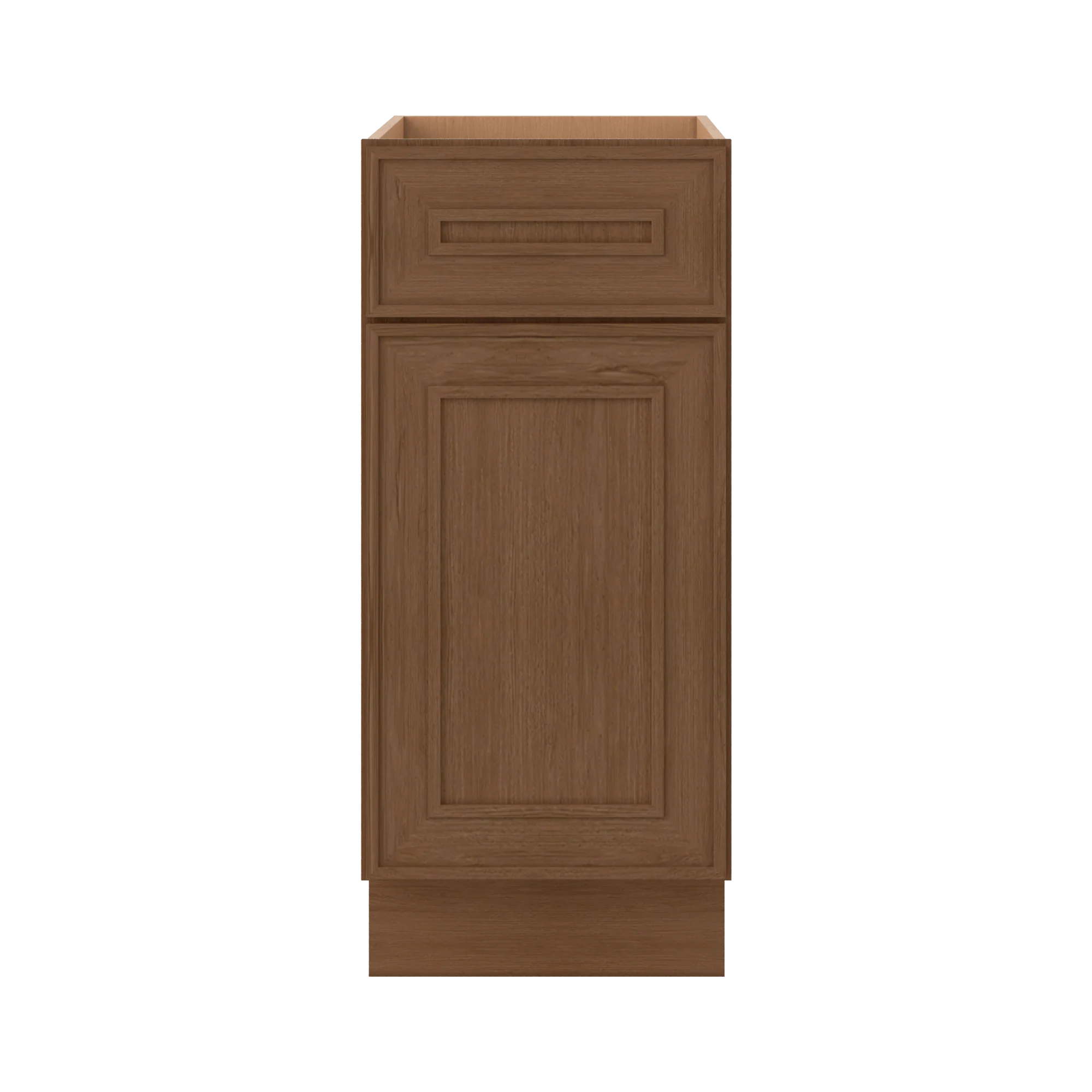 Base 9", 12", 15", 18", 21" Mocha - Elegant Oak Craftsman Shaker 1-1/4" Overlay Base Cabinet - One Door - One Drawer - Image 10