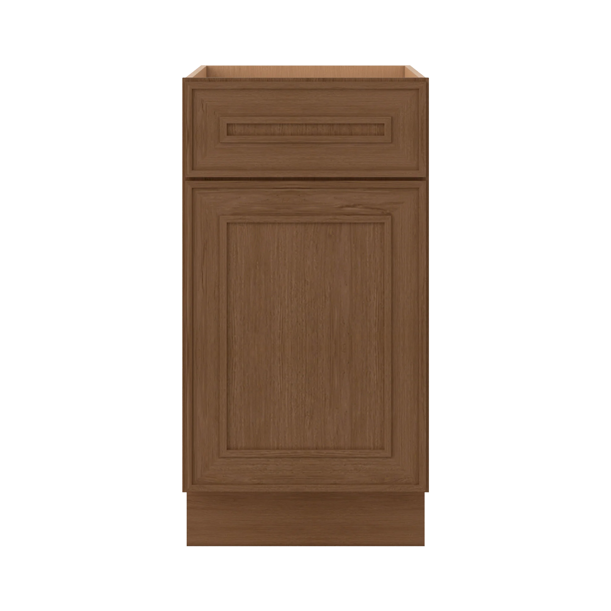 Base 9", 12", 15", 18", 21" Mocha - Elegant Oak Craftsman Shaker 1-1/4" Overlay Base Cabinet - One Door - One Drawer - Image 12