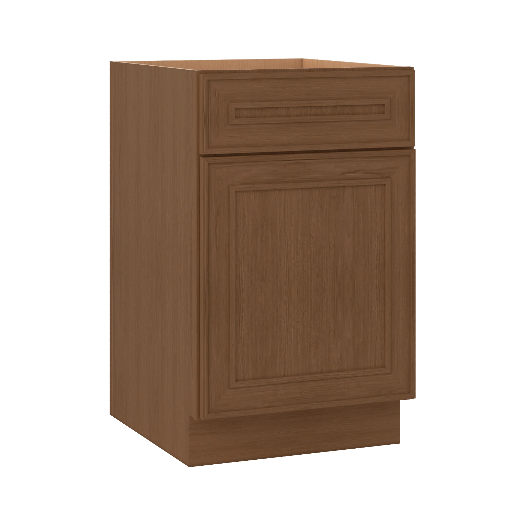 Base 9", 12", 15", 18", 21" Mocha - Elegant Oak Craftsman Shaker 1-1/4" Overlay Base Cabinet - One Door - One Drawer - Image 13