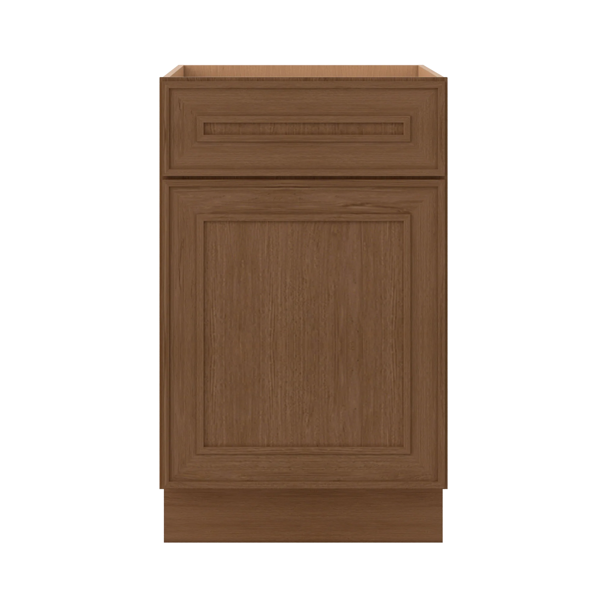 Base 9", 12", 15", 18", 21" Mocha - Elegant Oak Craftsman Shaker 1-1/4" Overlay Base Cabinet - One Door - One Drawer - Image 15