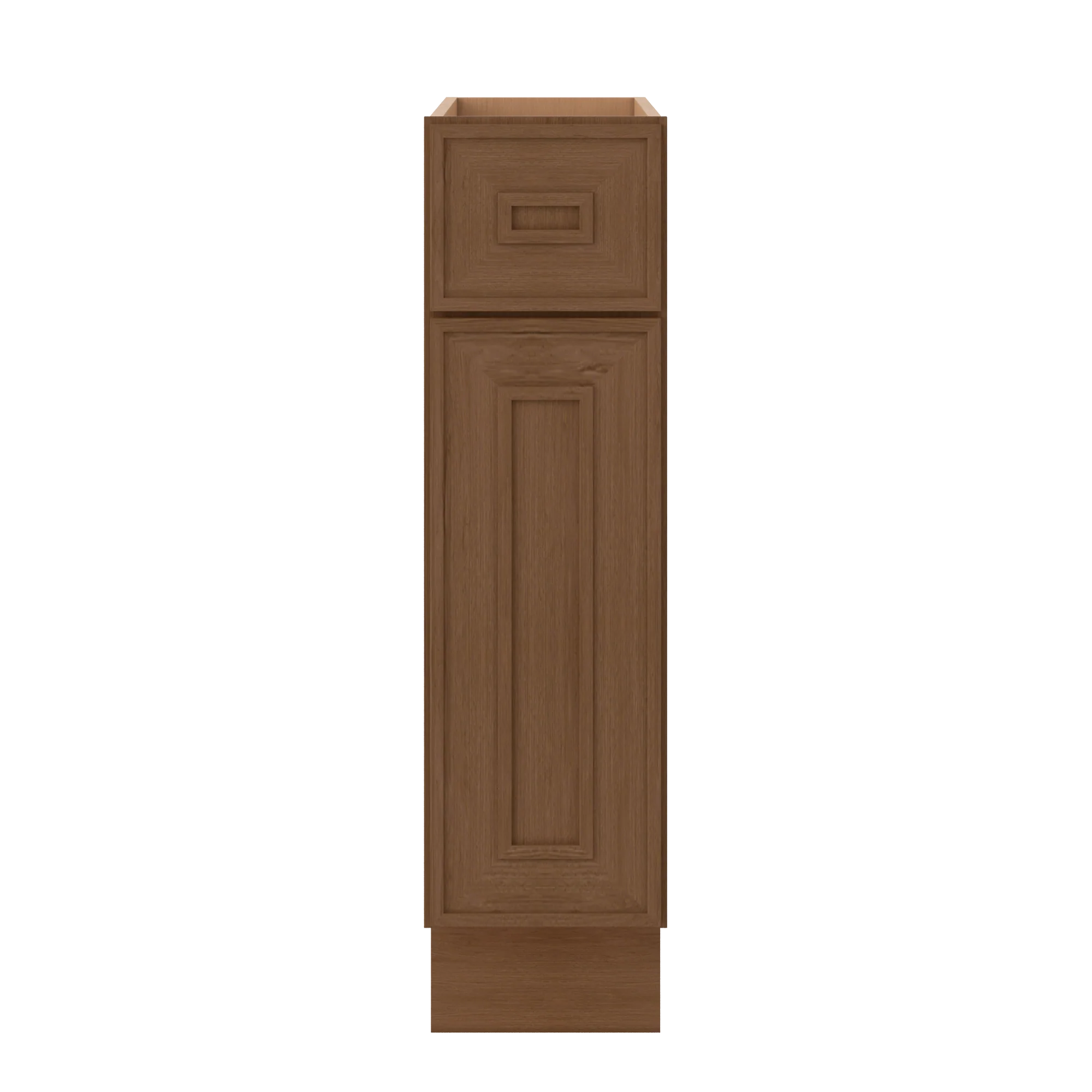 Base 9", 12", 15", 18", 21" Mocha - Elegant Oak Craftsman Shaker 1-1/4" Overlay Base Cabinet - One Door - One Drawer - Image 3