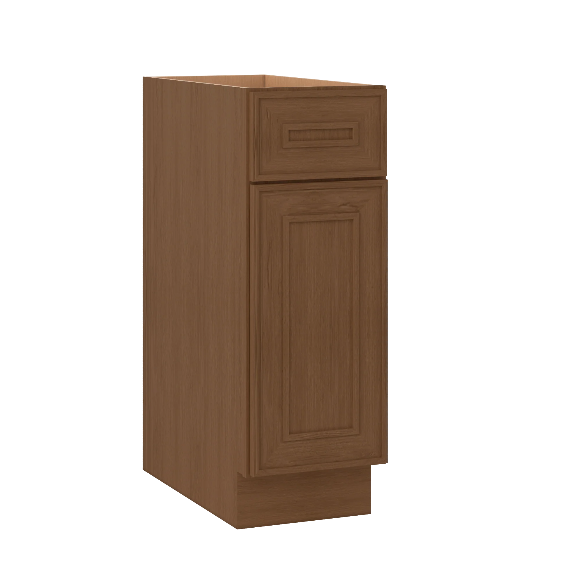 Base 9", 12", 15", 18", 21" Mocha - Elegant Oak Craftsman Shaker 1-1/4" Overlay Base Cabinet - One Door - One Drawer - Image 4