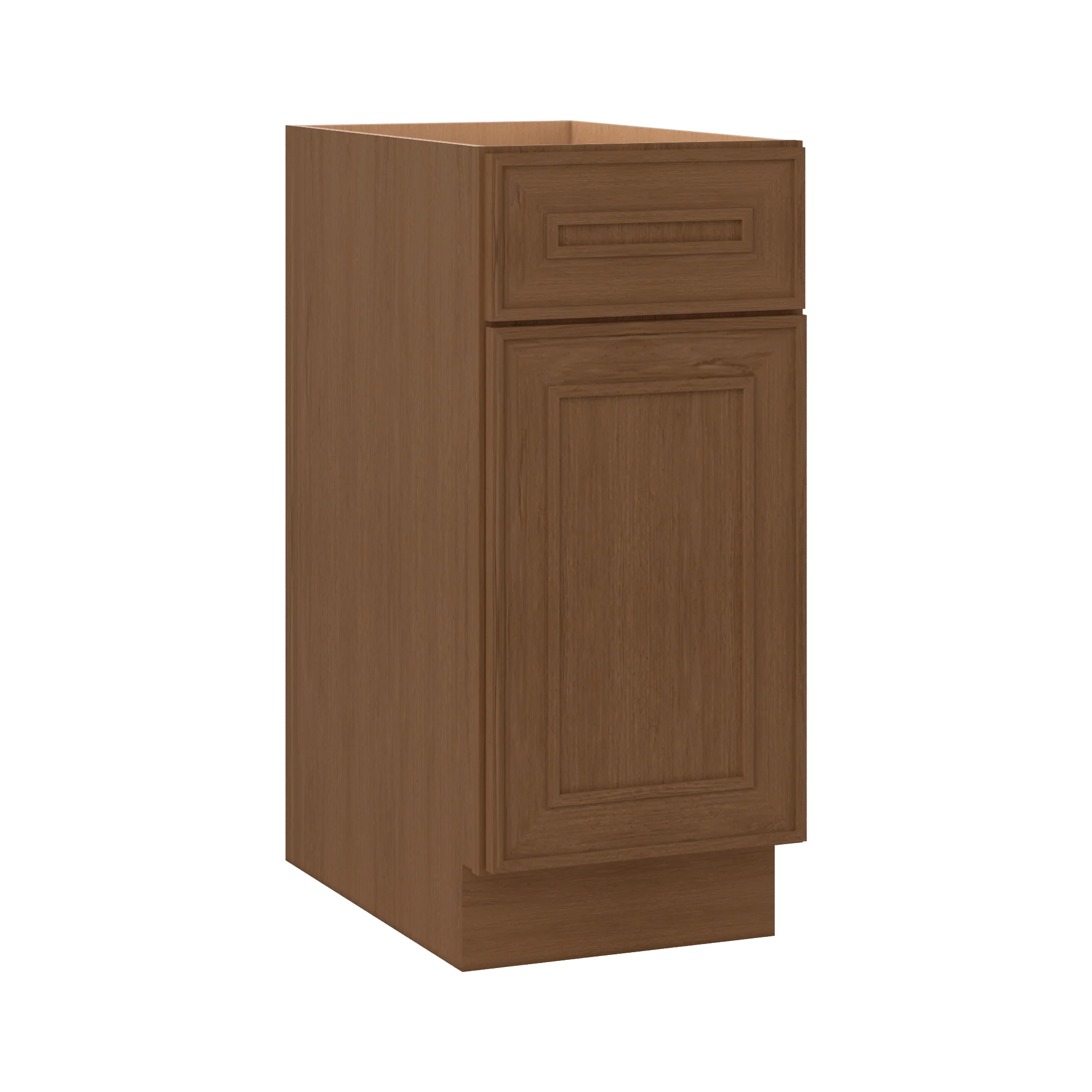 Base 9", 12", 15", 18", 21" Mocha - Elegant Oak Craftsman Shaker 1-1/4" Overlay Base Cabinet - One Door - One Drawer - Image 5