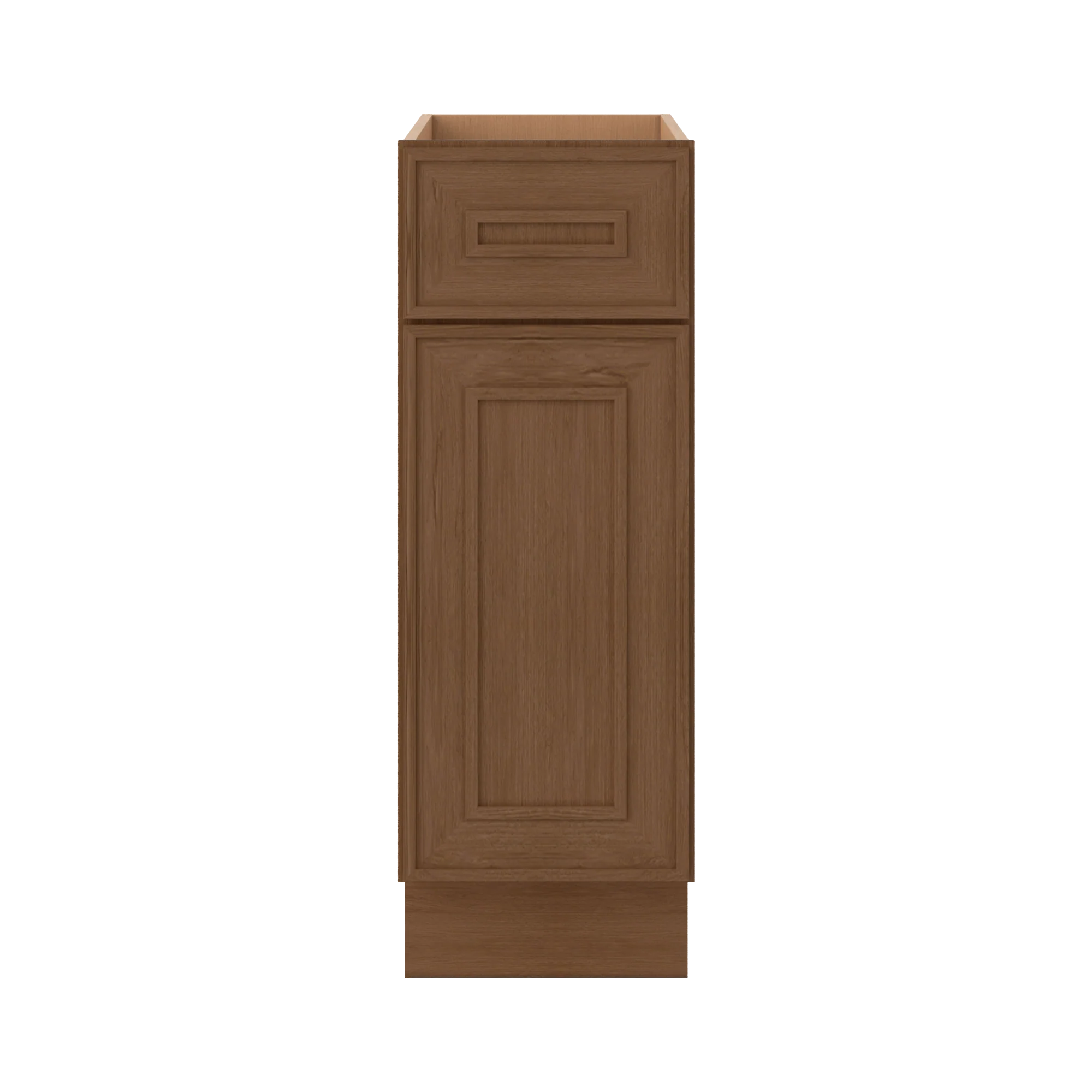 Base 9", 12", 15", 18", 21" Mocha - Elegant Oak Craftsman Shaker 1-1/4" Overlay Base Cabinet - One Door - One Drawer - Image 7