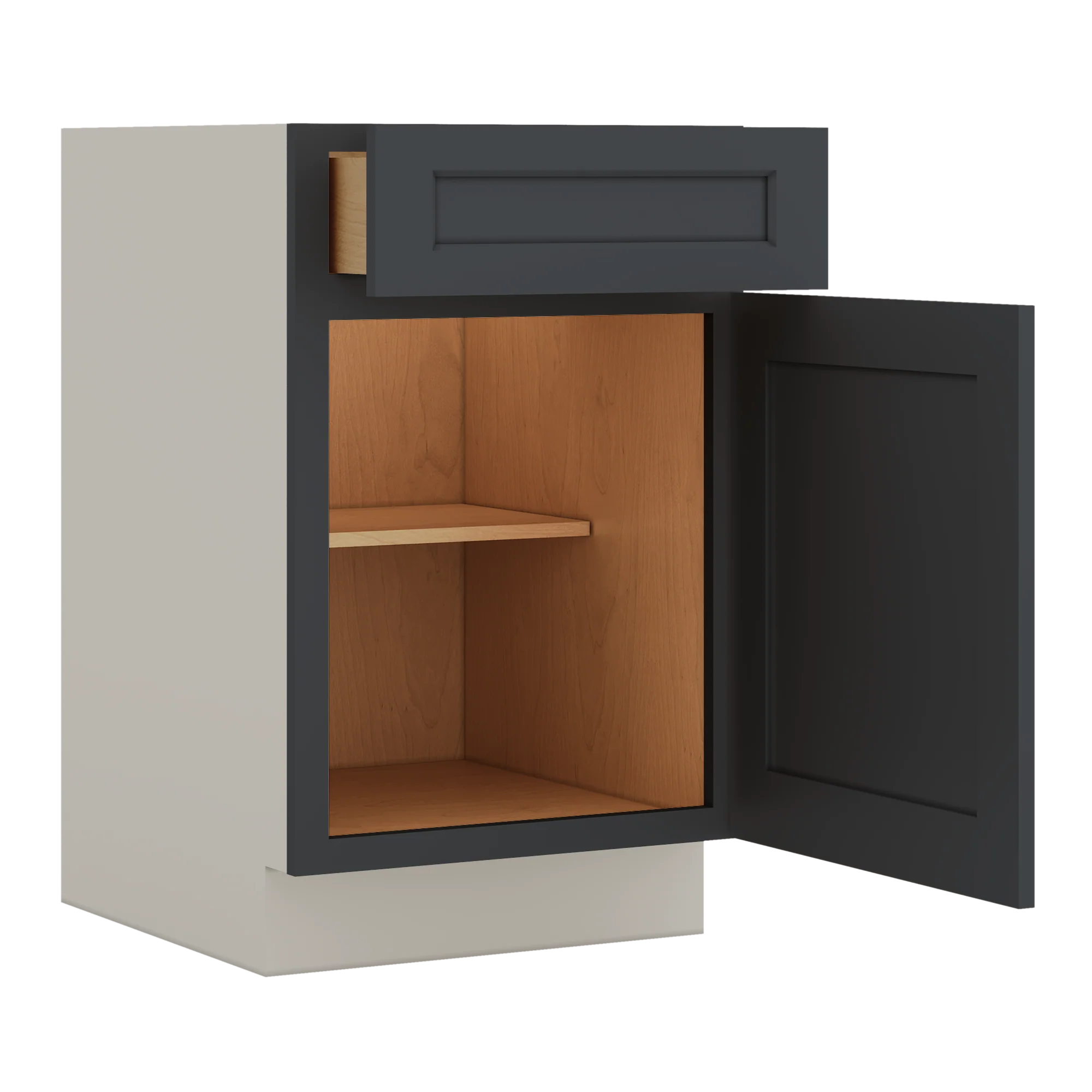 Base Cabinet - One Door 9", 12", 15", 18", 21" 15HNS Hermosa Noir Black Shaker 1-1/4" Overlay - Image 10