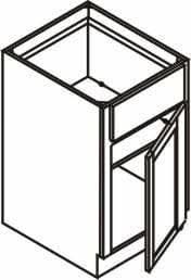 Base Cabinet - One Door One Drawer 9", 12", 15", 18", 21" NORTHPOINT Sandstone Birch Shaker 1-1/4" Overlay - Image 3