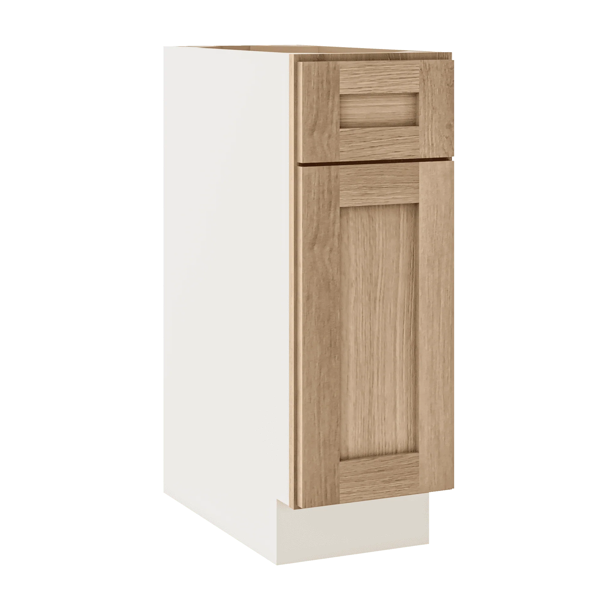 Base Cabinet - One Drawer One Door 12", 15", 18", 21" Wide Natural Color 17ROS - Redondo White Oak Shaker 1-1/4" Overlay