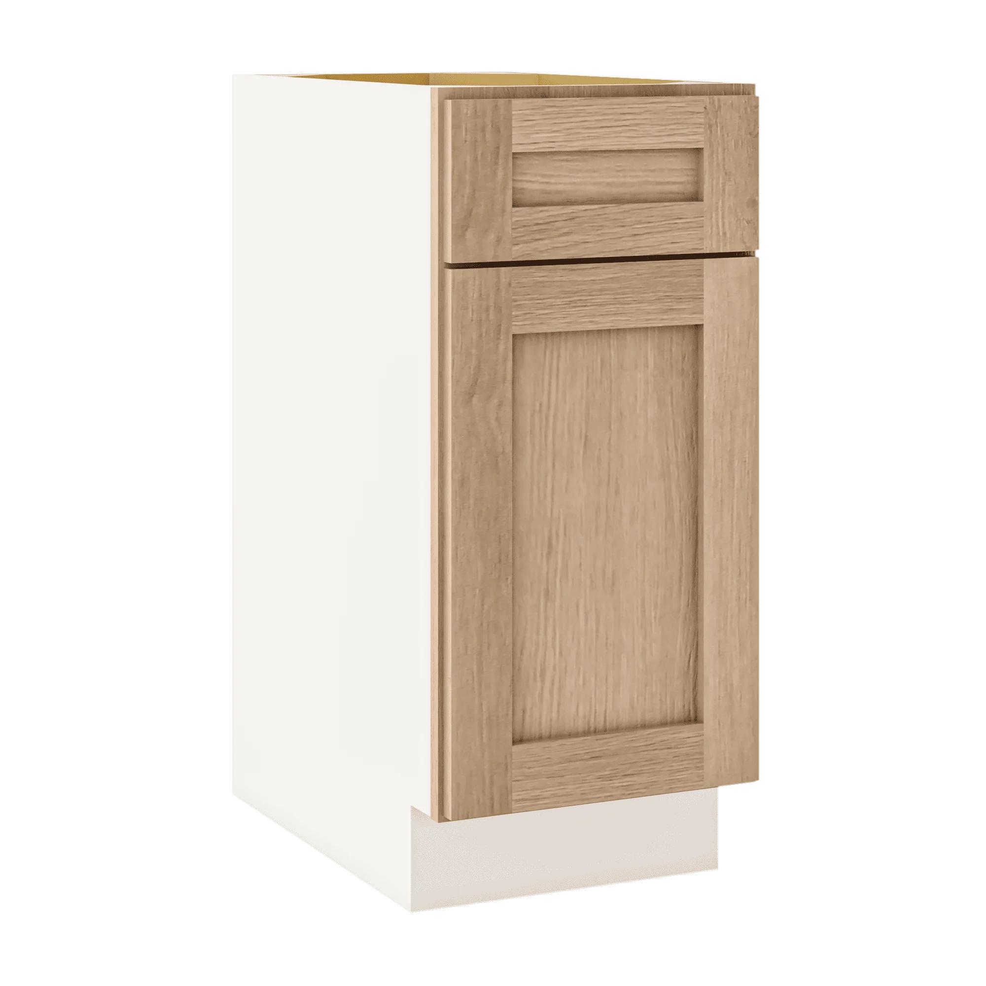 Base Cabinet - One Drawer One Door 12", 15", 18", 21" Wide Natural Color 17ROS - Redondo White Oak Shaker 1-1/4" Overlay - Image 2