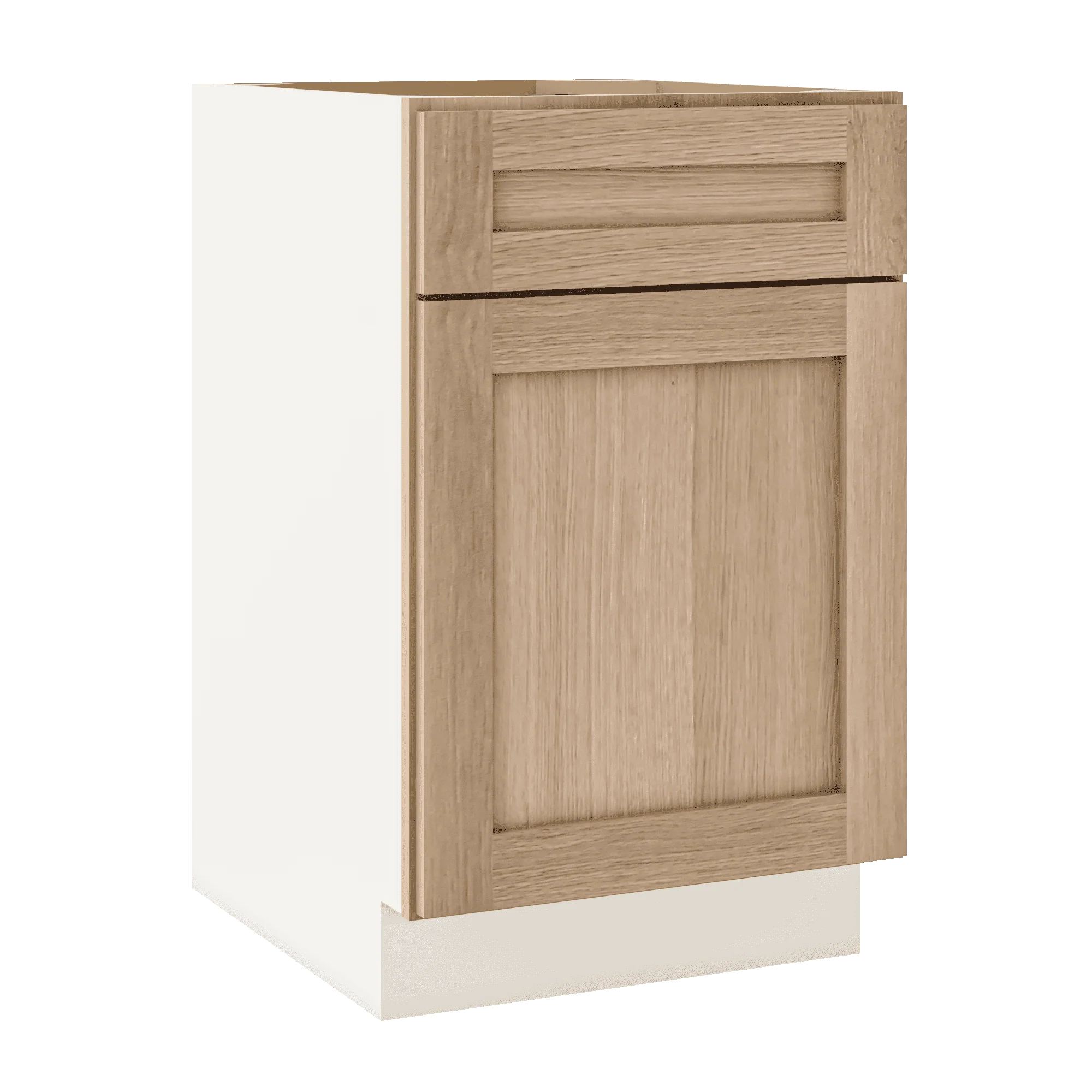 Base Cabinet - One Drawer One Door 12", 15", 18", 21" Wide Natural Color 17ROS - Redondo White Oak Shaker 1-1/4" Overlay - Image 4