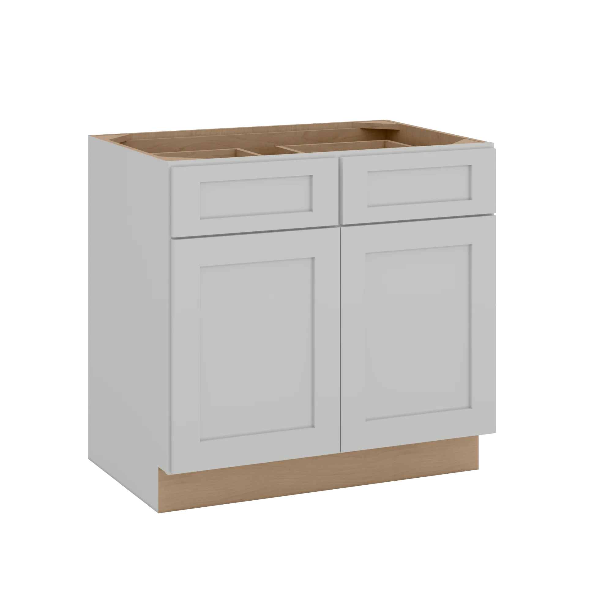 33", 36", 39" & 42" Base Cabinet with Two Doors and Two Drawers | RTA Unassembled | Polar White Shaker Full Overlay - Image 3