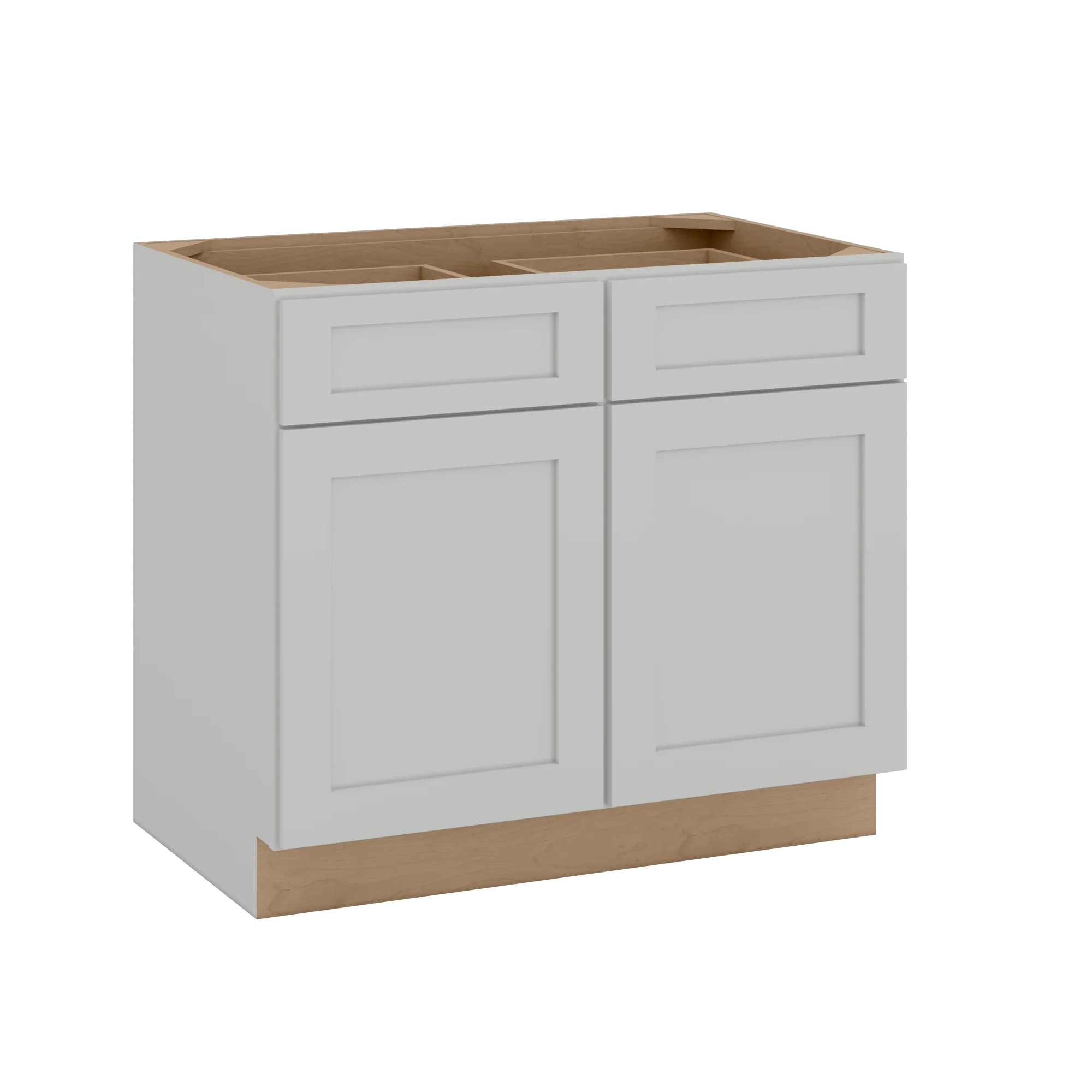 33", 36", 39" & 42" Base Cabinet with Two Doors and Two Drawers | RTA Unassembled | Polar White Shaker Full Overlay - Image 5