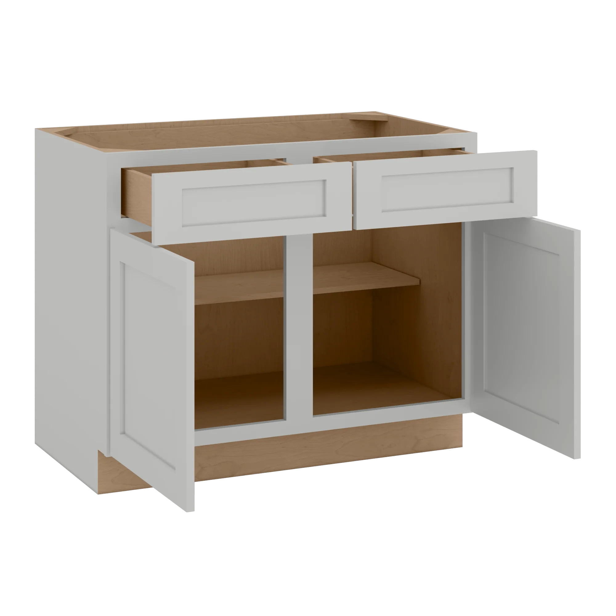 33", 36", 39" & 42" Base Cabinet with Two Doors and Two Drawers | RTA Unassembled | Polar White Shaker Full Overlay - Image 8