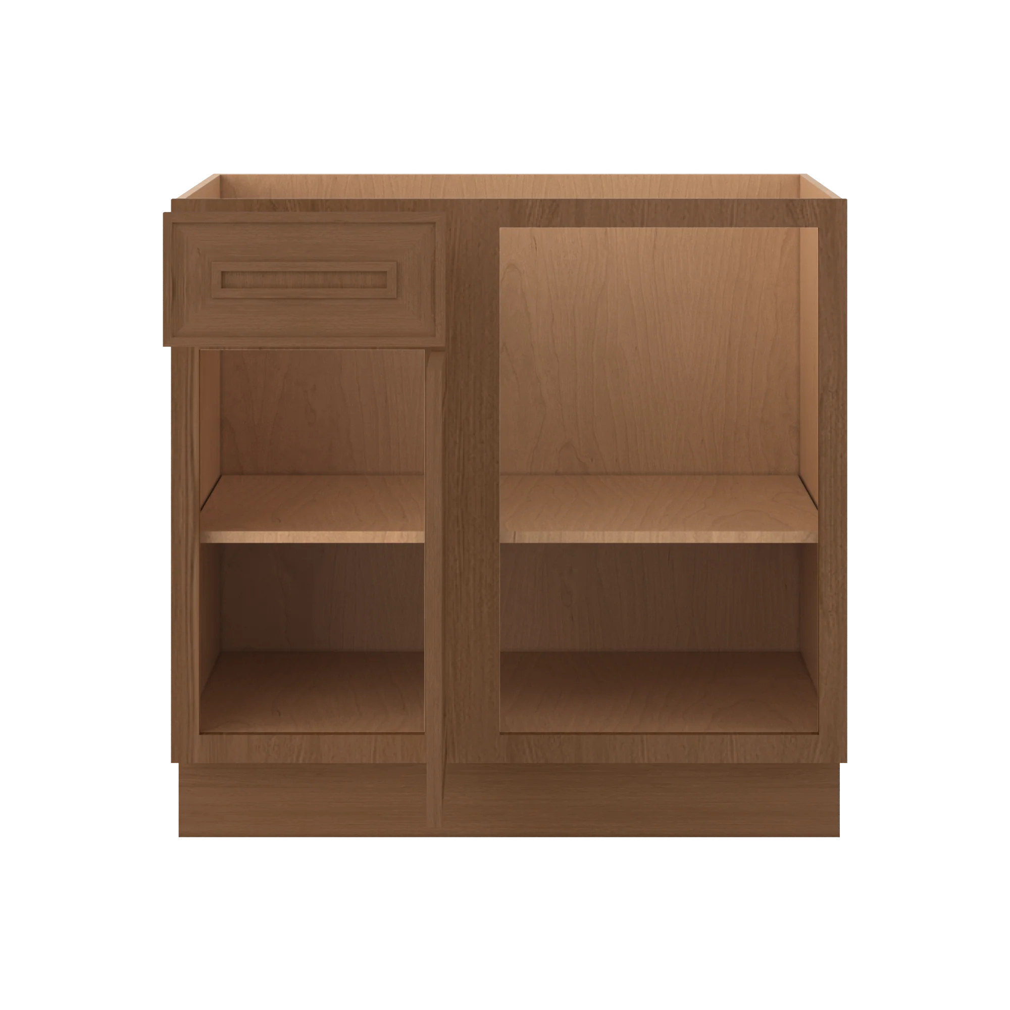 Blind 36" (Actual 39")  Up To 42" Inch Corner Base (Left or Right) Mocha Elegant Oak 1-1/4" Overlay Shaker Blind - Image 4