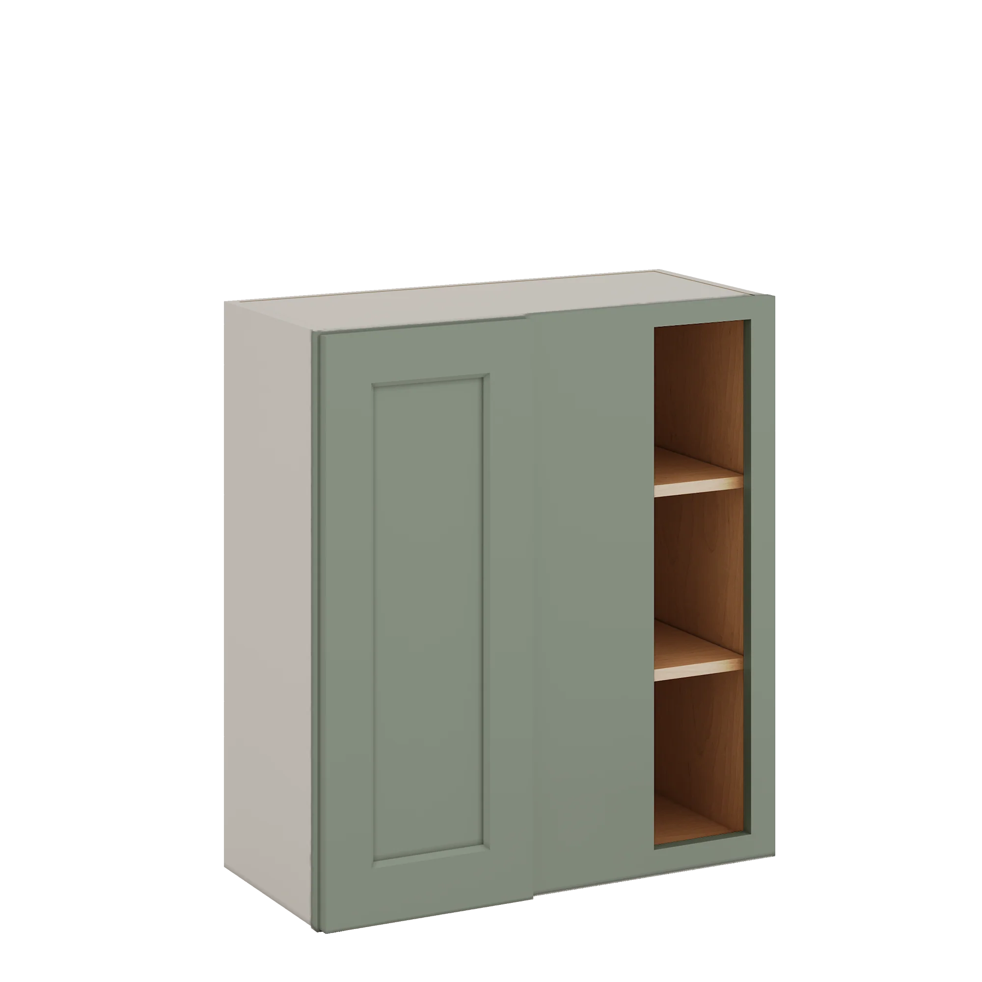 Blind Corner 14SG Sage Green Shaker 1-1/4" Overlay Wall Cabinet (left or right) 27" Wide by 30", 36" or 42" Tall