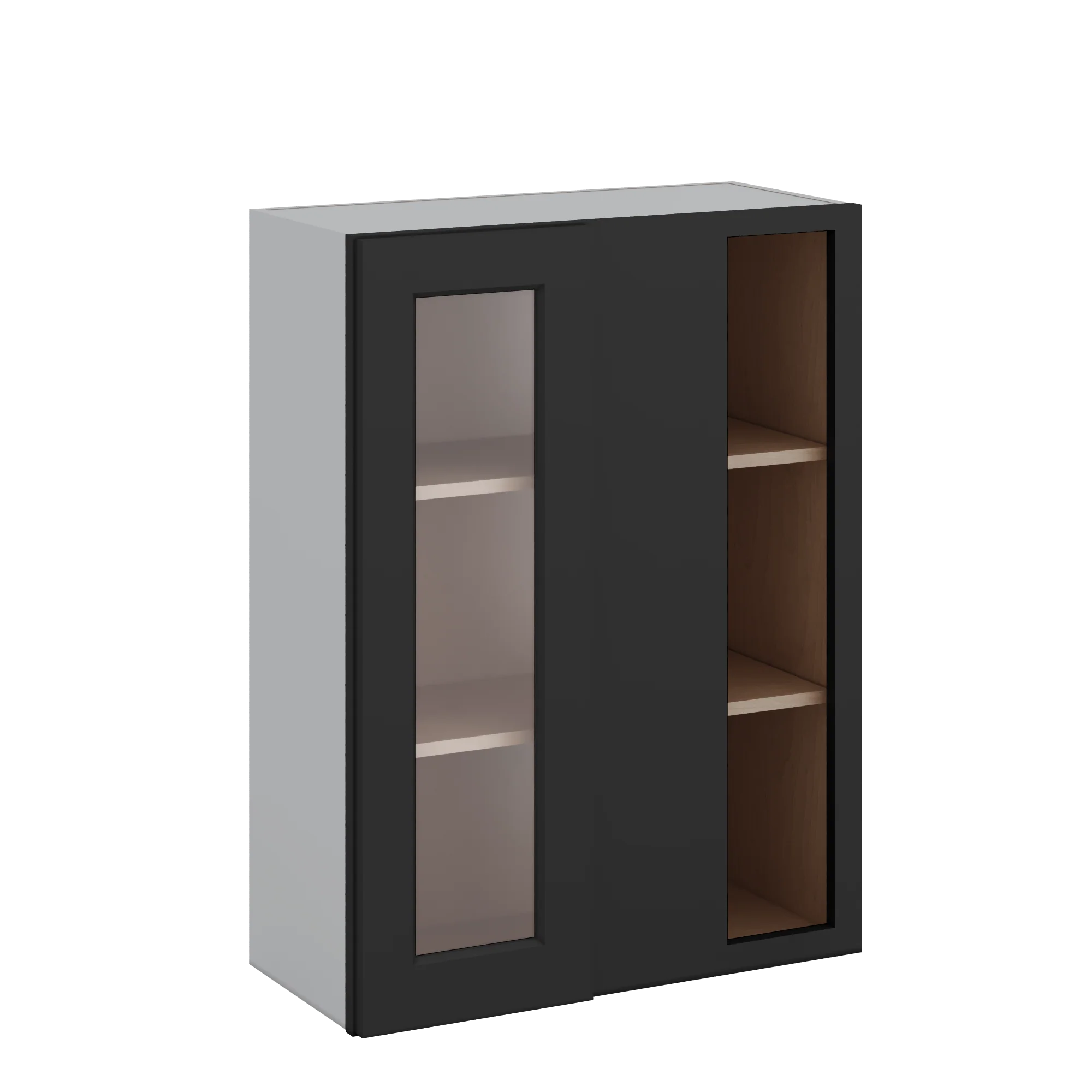 Blind Corner 15HNS Hermosa Noir Black Shaker 1-1/4" Overlay Glass Ready Wall Cabinet (left or right) 27" Wide by 30", 36" or 42" Tall - Image 3