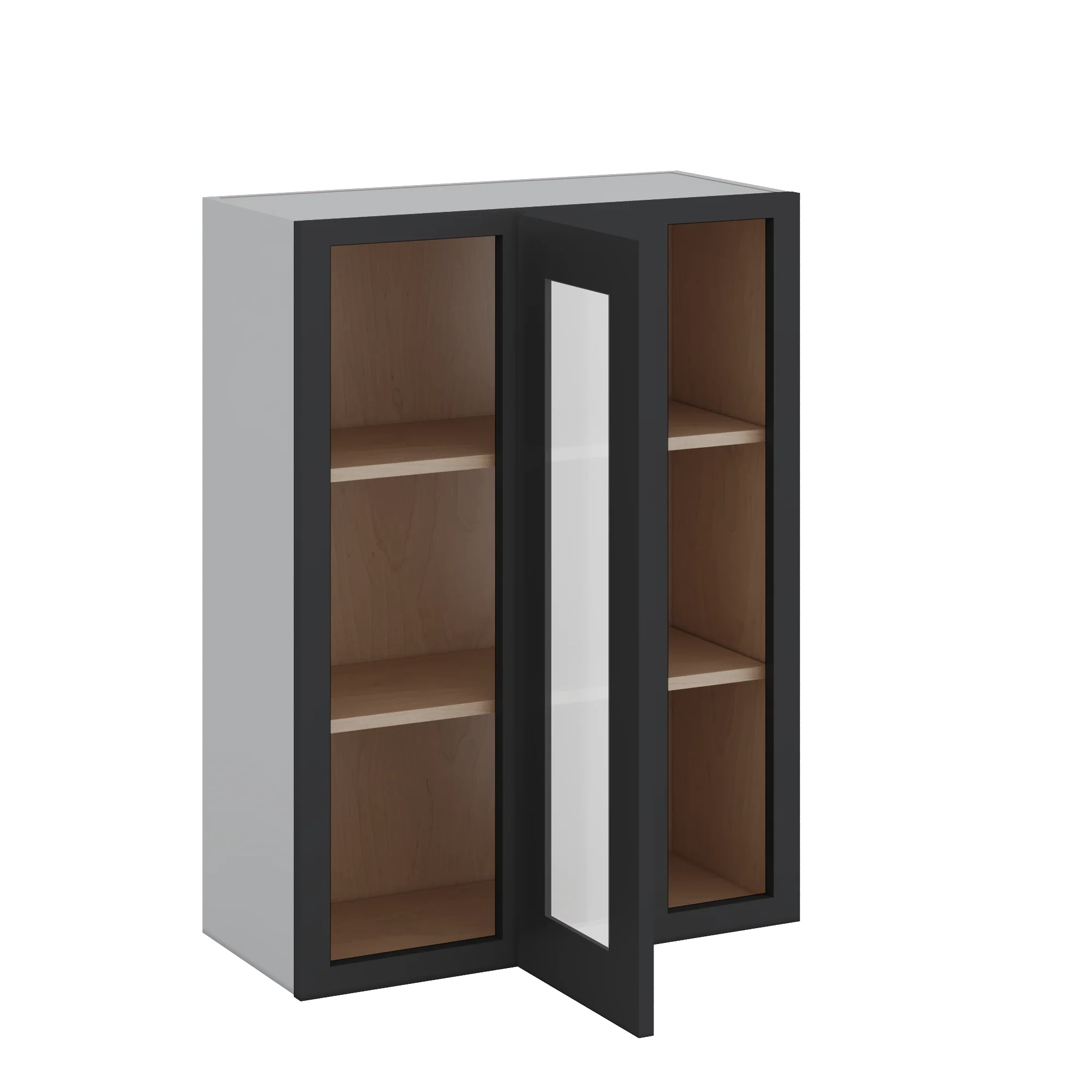 Blind Corner 15HNS Hermosa Noir Black Shaker 1-1/4" Overlay Glass Ready Wall Cabinet (left or right) 27" Wide by 30", 36" or 42" Tall - Image 4