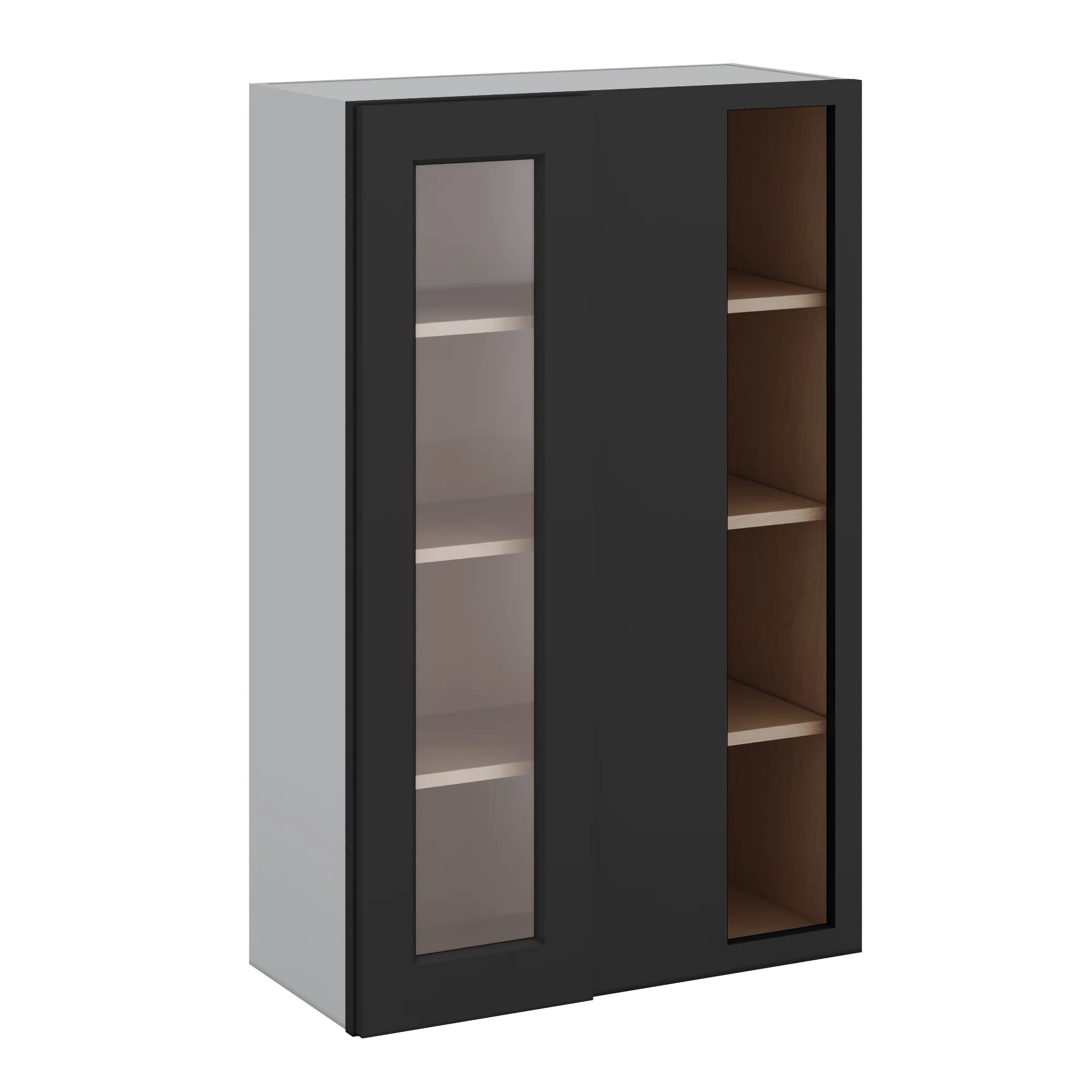 Blind Corner 15HNS Hermosa Noir Black Shaker 1-1/4" Overlay Glass Ready Wall Cabinet (left or right) 27" Wide by 30", 36" or 42" Tall - Image 5