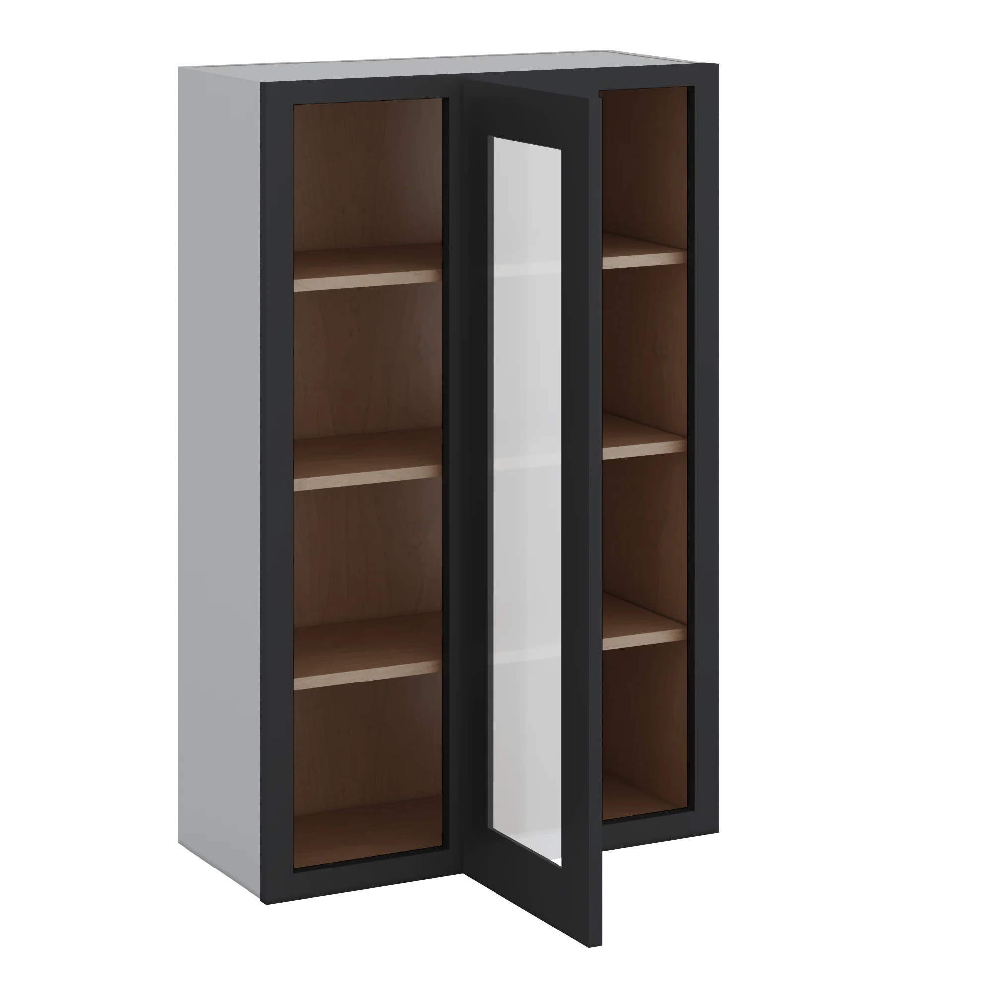 Blind Corner 15HNS Hermosa Noir Black Shaker 1-1/4" Overlay Glass Ready Wall Cabinet (left or right) 27" Wide by 30", 36" or 42" Tall - Image 6