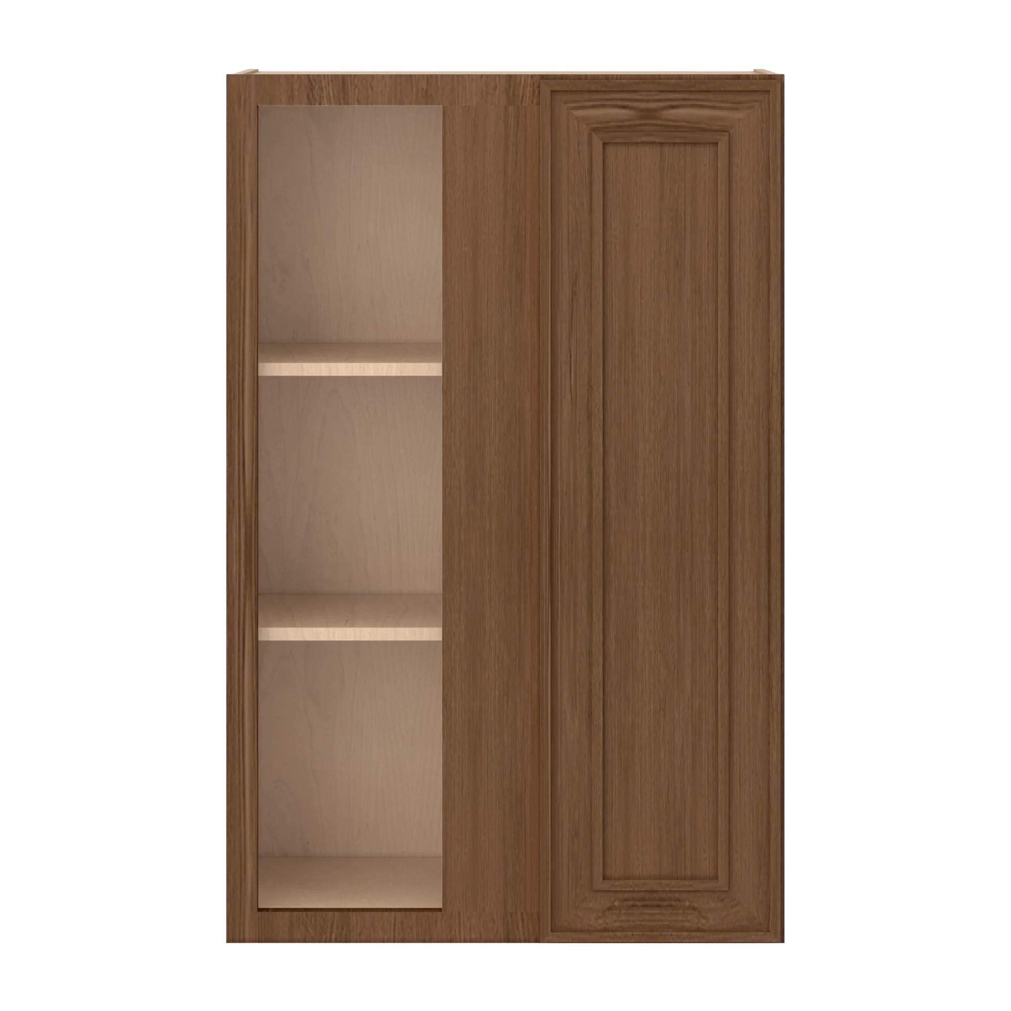 Blind Corner 27" Wide by 30", 36" & 42" Tall Mocha Elegant Oak Craftsman Shaker 1-1/4" Overlay Wall Cabinet - Image 11
