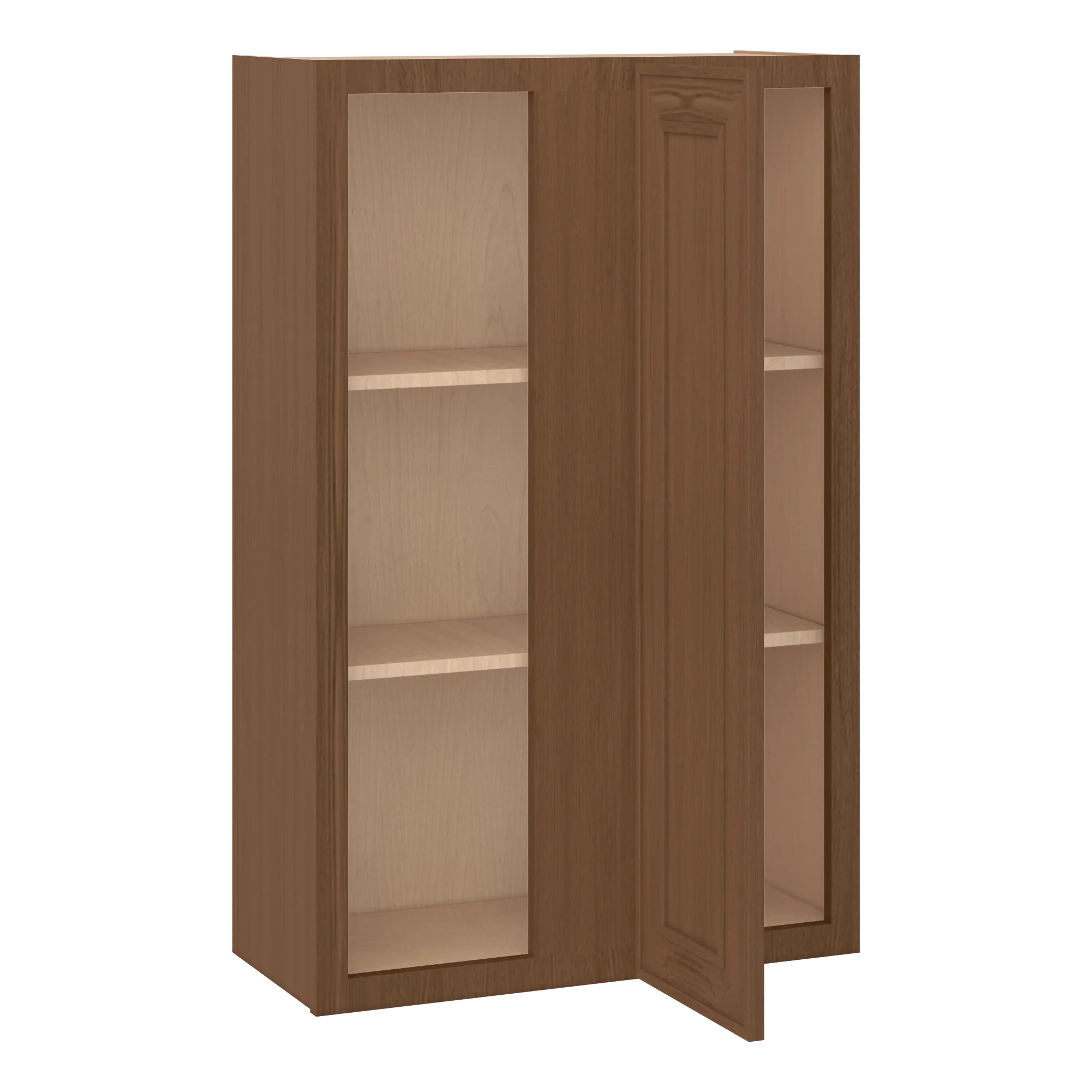Blind Corner 27" Wide by 30", 36" & 42" Tall Mocha Elegant Oak Craftsman Shaker 1-1/4" Overlay Wall Cabinet - Image 12