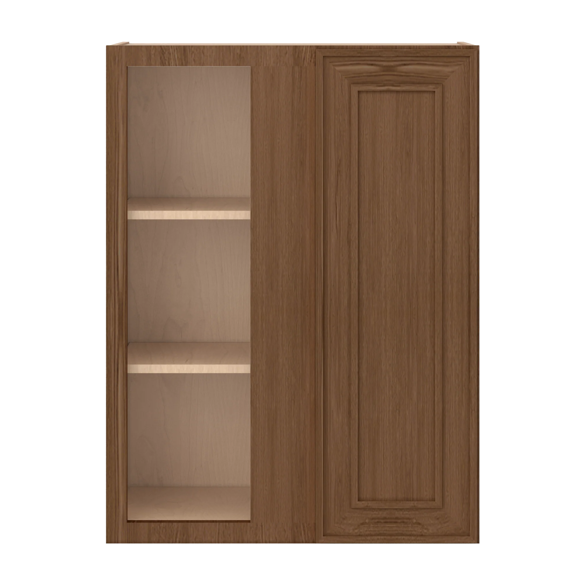 Blind Corner 27" Wide by 30", 36" & 42" Tall Mocha Elegant Oak Craftsman Shaker 1-1/4" Overlay Wall Cabinet - Image 7
