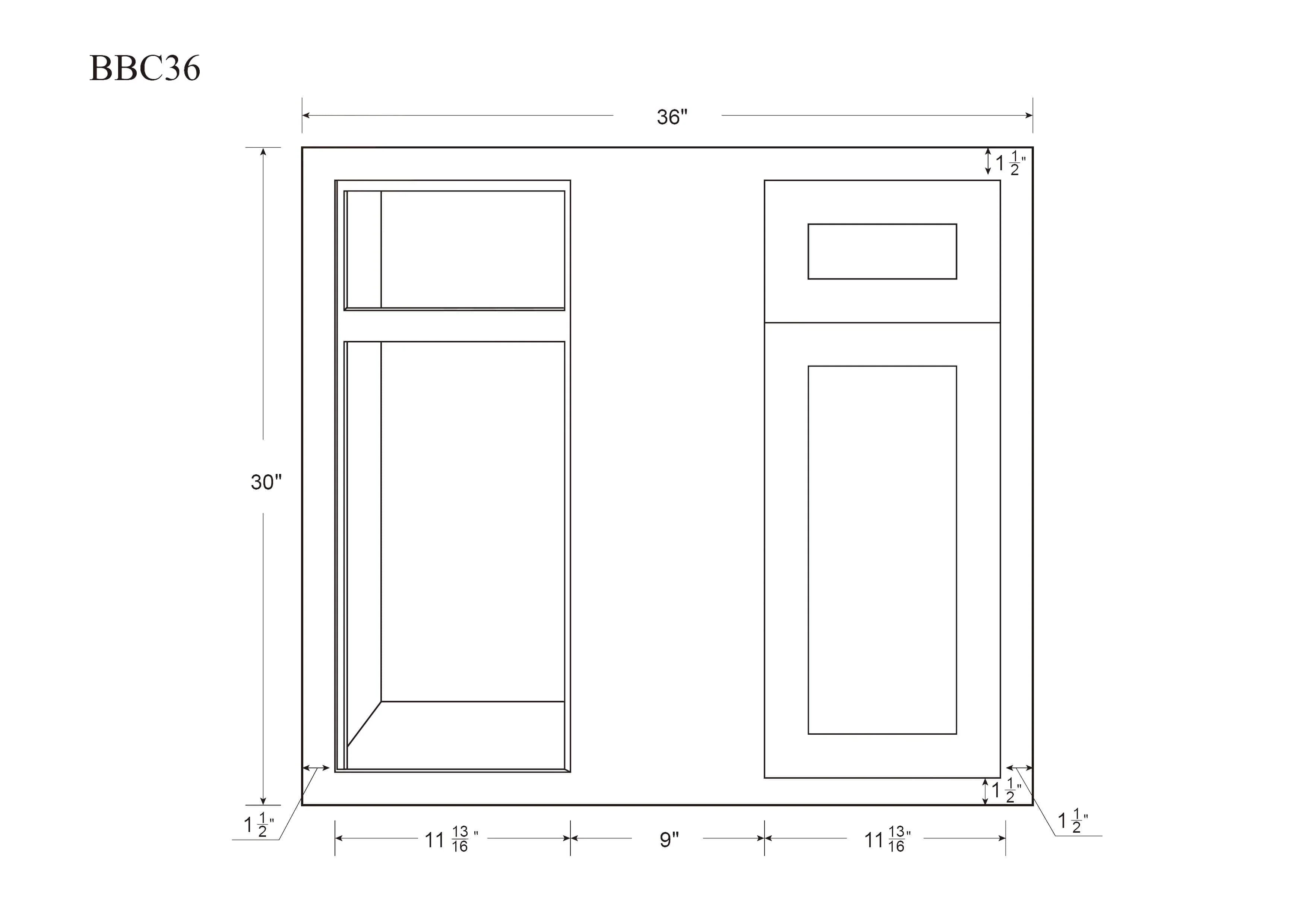 Blind Corner 36" 42" Inch Base (Left or Right) Snow White Inset Shaker - Image 3
