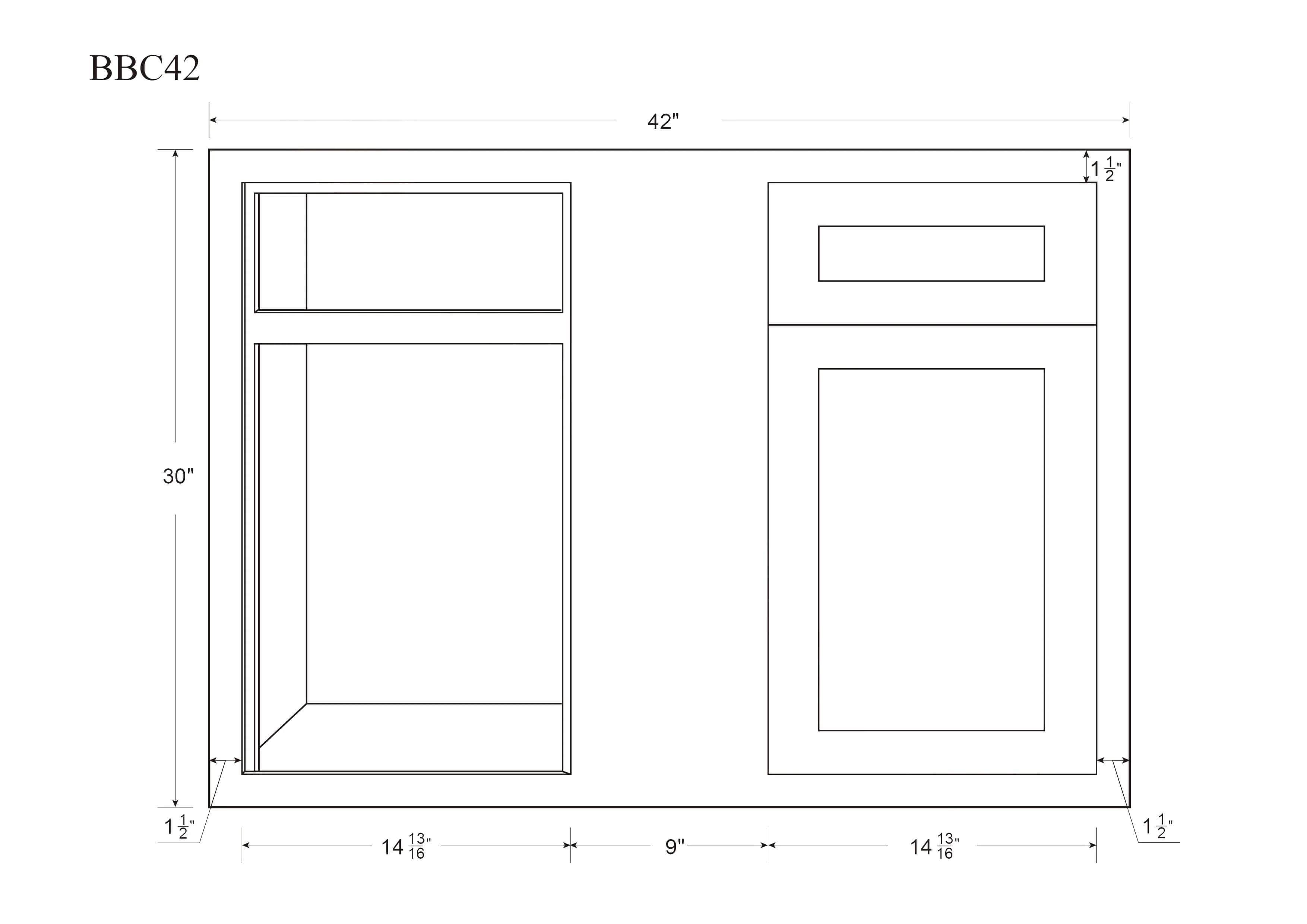 Blind Corner 36" 42" Inch Base (Left or Right) Snow White Inset Shaker - Image 4