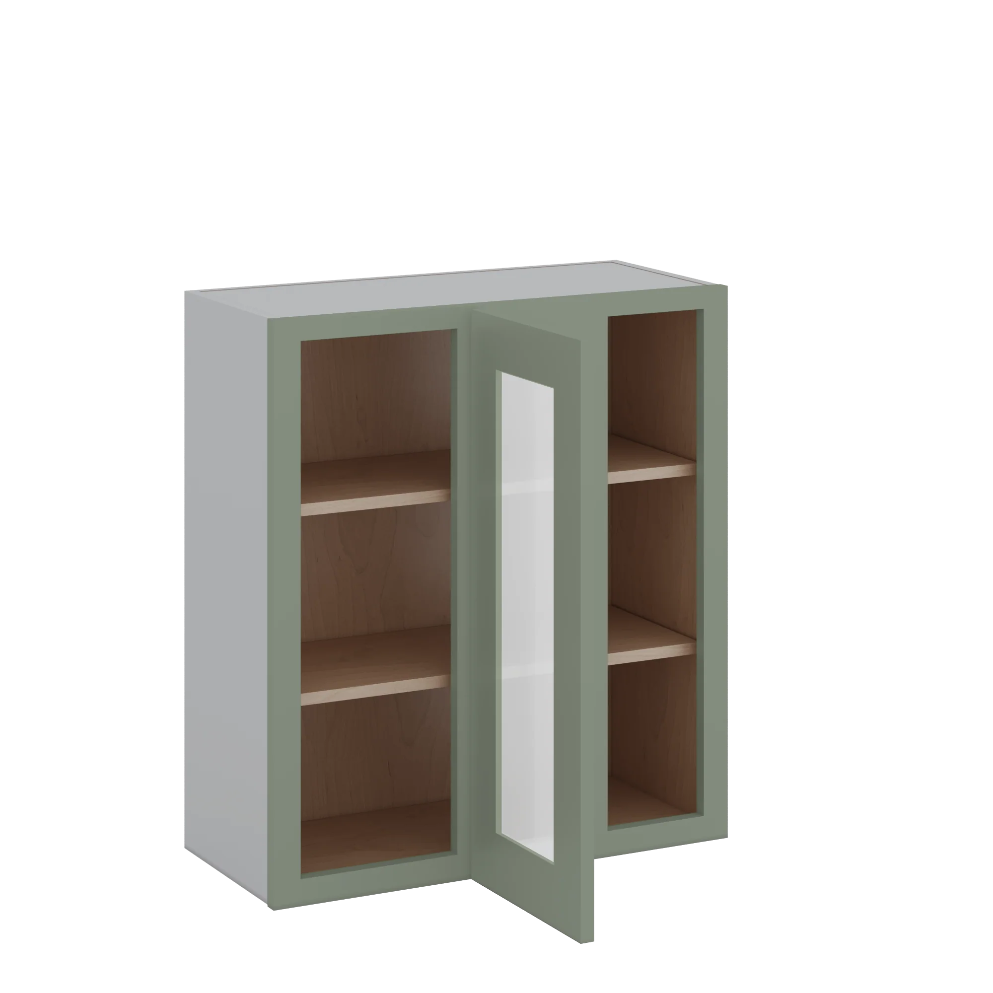 Blind Corner Green Shaker 1-1/4" Overlay Glass Ready Wall Cabinet (left or right) 27" Wide by 30", 36" or 42" Tall - Image 2