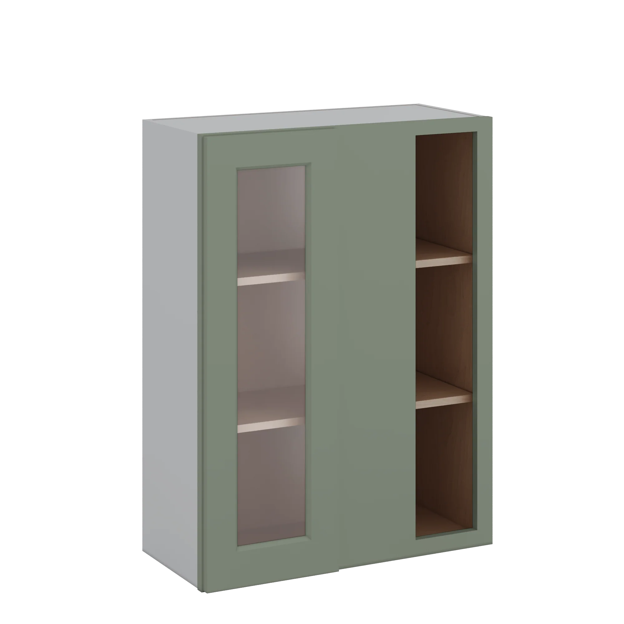 Blind Corner Green Shaker 1-1/4" Overlay Glass Ready Wall Cabinet (left or right) 27" Wide by 30", 36" or 42" Tall - Image 3
