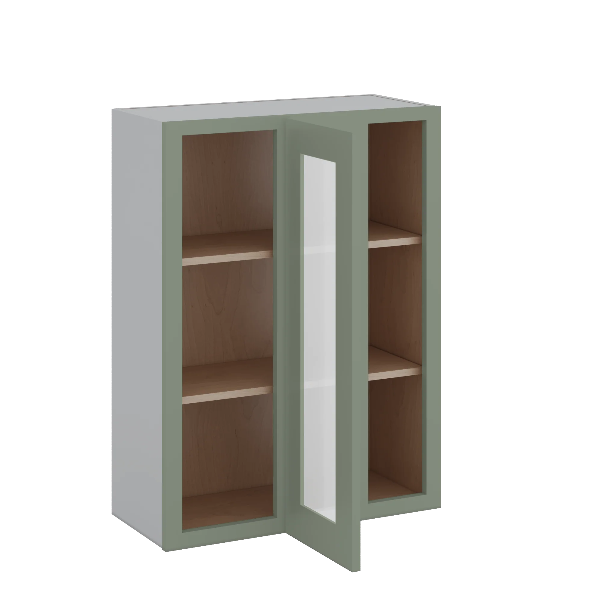 Blind Corner Green Shaker 1-1/4" Overlay Glass Ready Wall Cabinet (left or right) 27" Wide by 30", 36" or 42" Tall - Image 4