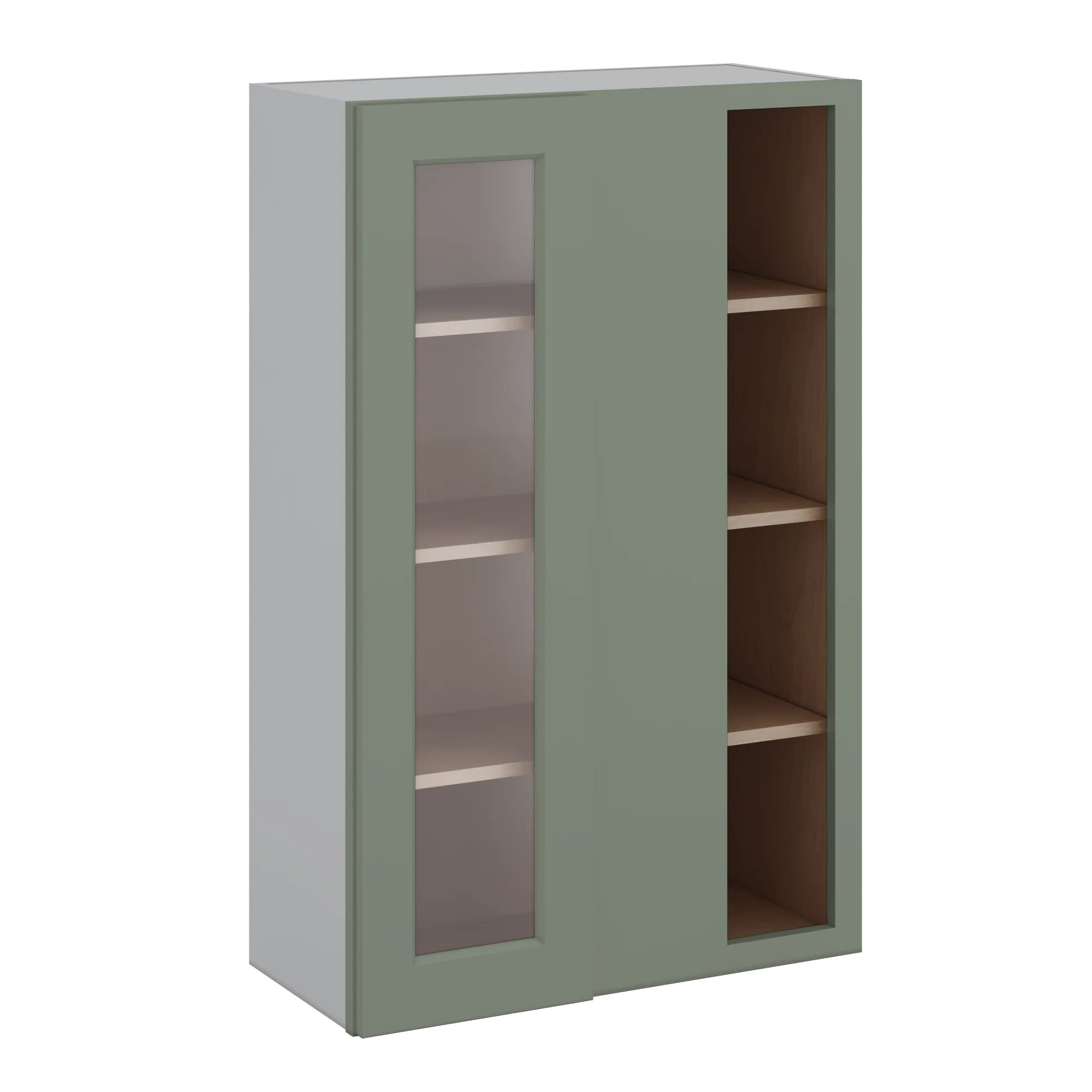 Blind Corner Green Shaker 1-1/4" Overlay Glass Ready Wall Cabinet (left or right) 27" Wide by 30", 36" or 42" Tall - Image 5
