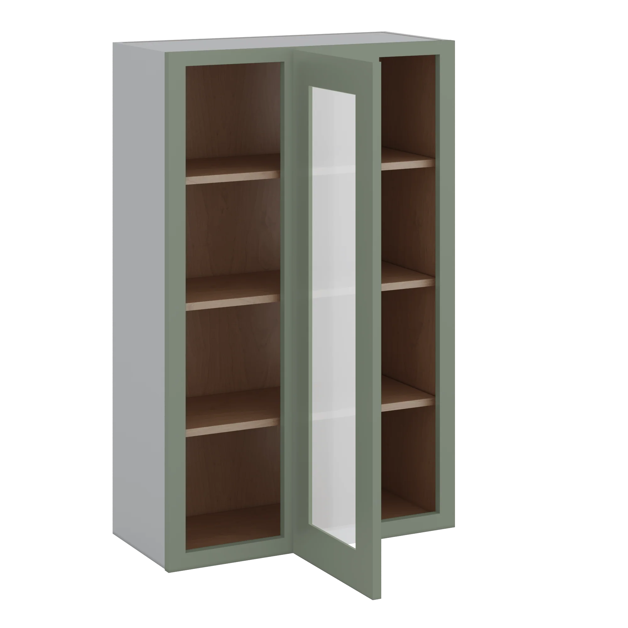 Blind Corner Green Shaker 1-1/4" Overlay Glass Ready Wall Cabinet (left or right) 27" Wide by 30", 36" or 42" Tall - Image 6
