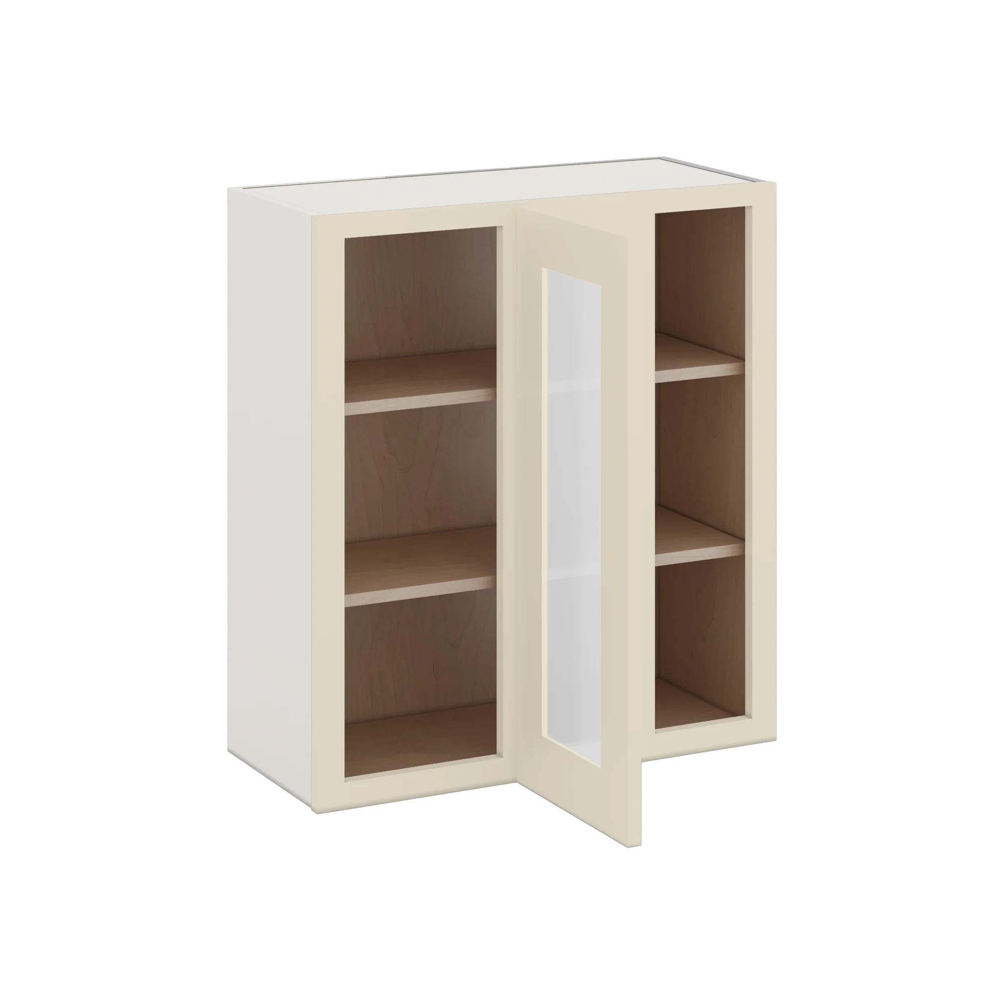 Blind Corner Manhattan Cream Shaker 1-1/4" Overlay Glass Ready Wall Cabinet (left or right) 27" Wide by 30", 36" or 42" Tall - Image 2