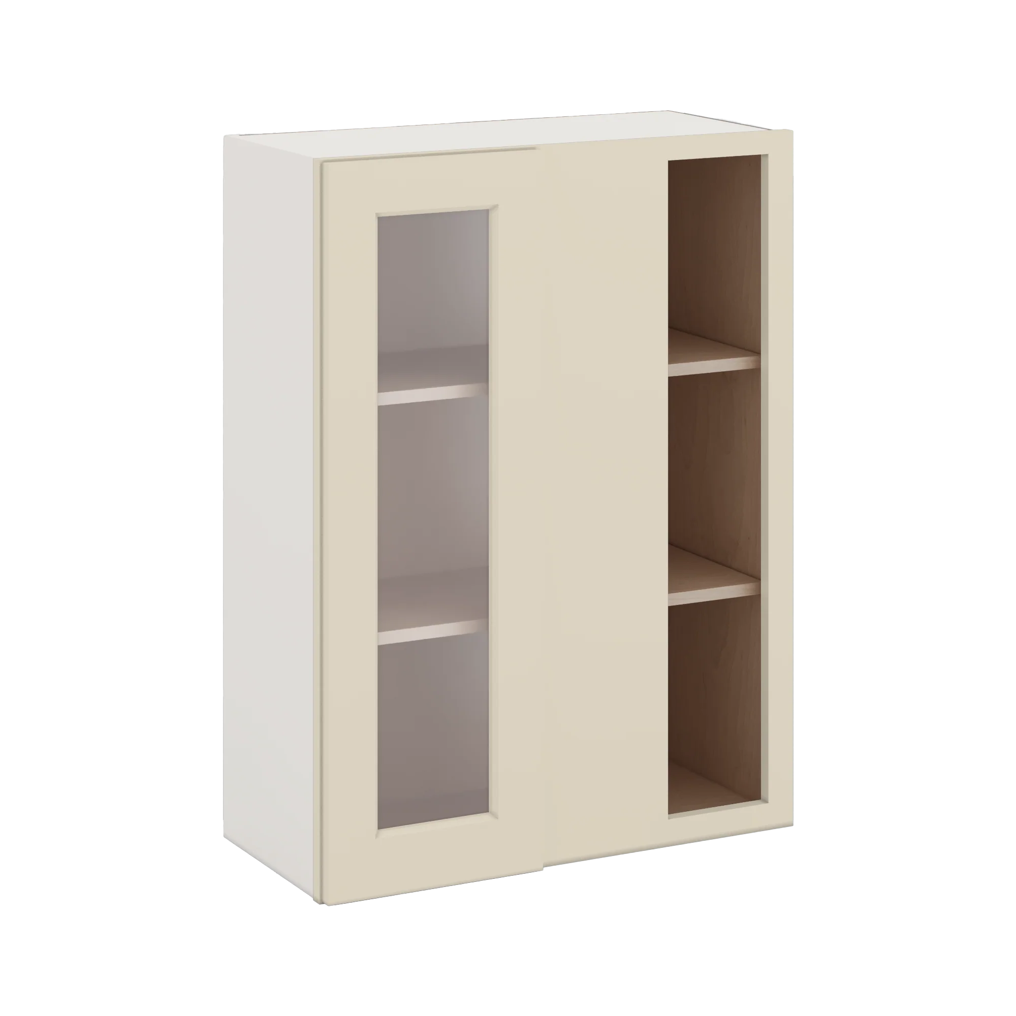 Blind Corner Manhattan Cream Shaker 1-1/4" Overlay Glass Ready Wall Cabinet (left or right) 27" Wide by 30", 36" or 42" Tall - Image 3