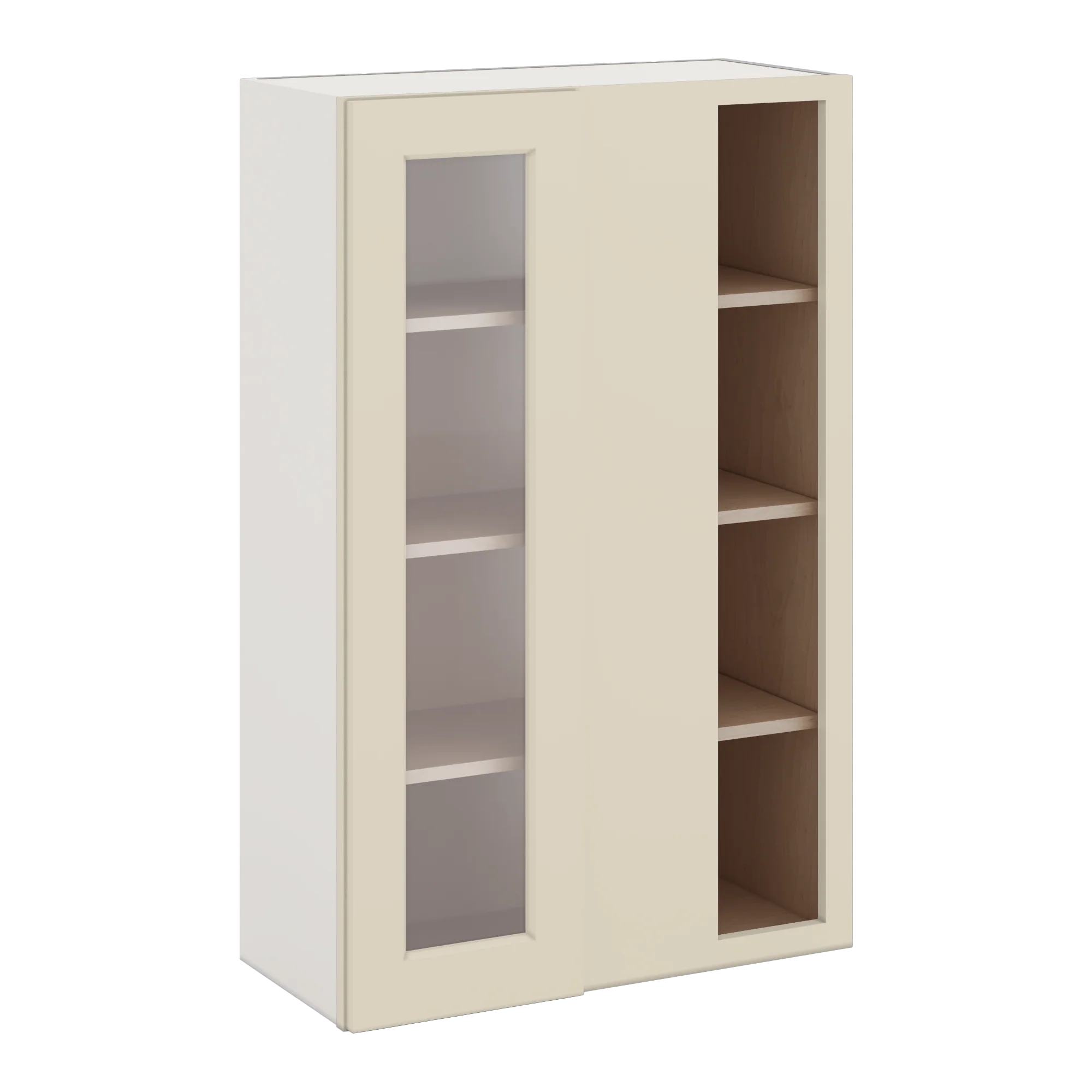 Blind Corner Manhattan Cream Shaker 1-1/4" Overlay Glass Ready Wall Cabinet (left or right) 27" Wide by 30", 36" or 42" Tall - Image 5