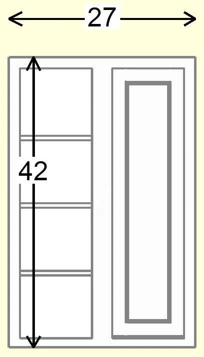 Custom Oak Blind Corner Wall Inset Cabinet 27" Wide by 9", 12" 15", 18", 21", 24", 27", 30", 33", 36", 39 and 42" Tall - Image 31