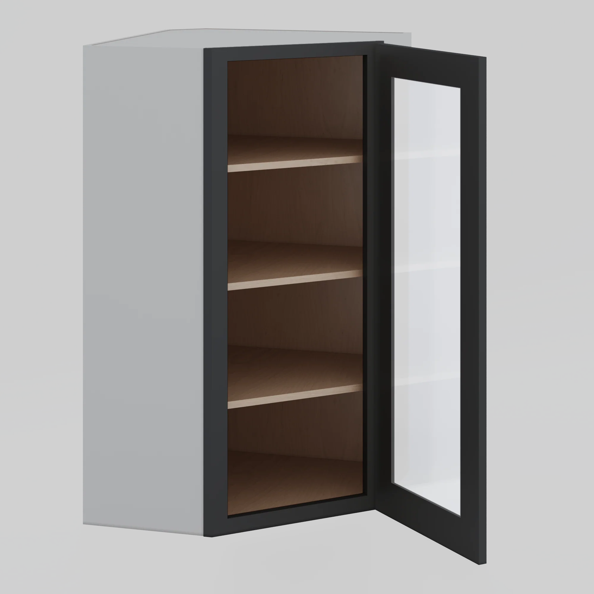 Diagonal Corner 15HNS Hermosa Noir Black Shaker 1-1/4" Overlay Glass Ready Wall Cabinet 24" Wide by 30", 36" & 42" Tall - Image 6