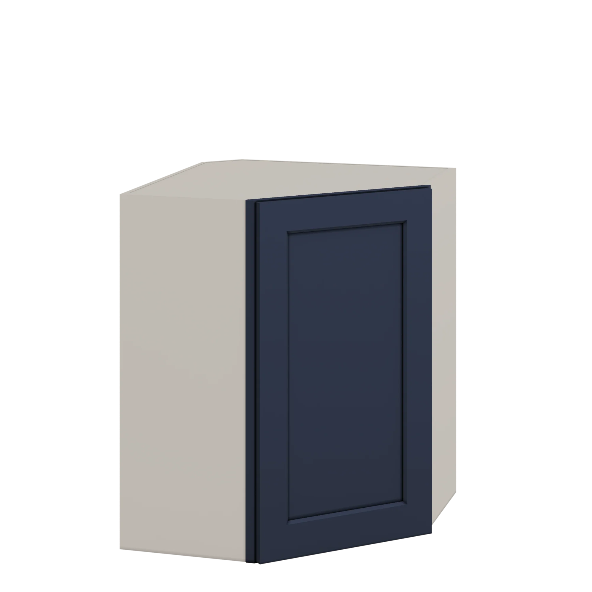 Diagonal Corner NB29 Naval Blue Shaker 1-1/4" Overlay Wall Cabinet 24" Wide by 30", 36" & 42" Tall