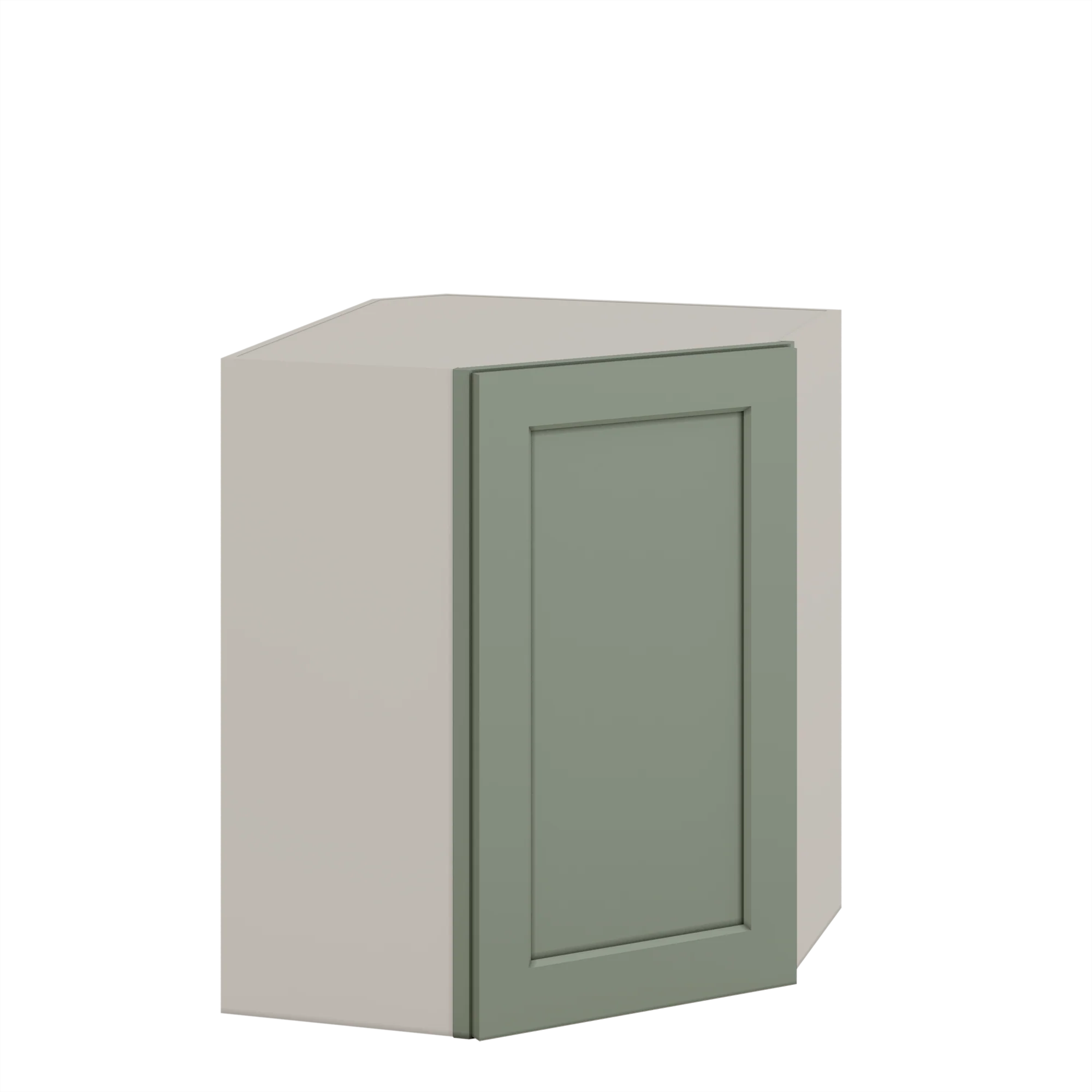 Diagonal Corner Green Shaker 1-1/4" Overlay Wall Cabinet 24" Wide by 30", 36" & 42" Tall