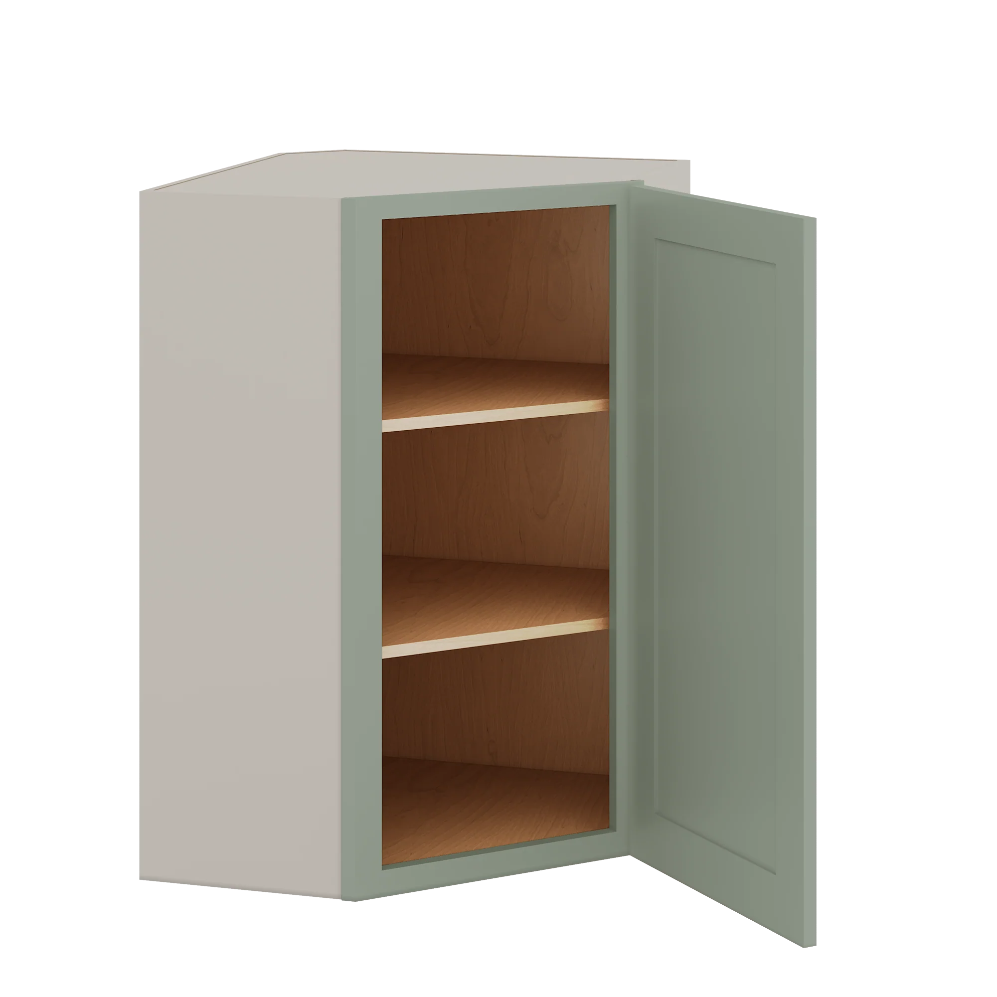 Diagonal Corner Green Shaker 1-1/4" Overlay Wall Cabinet 24" Wide by 30", 36" & 42" Tall - Image 4