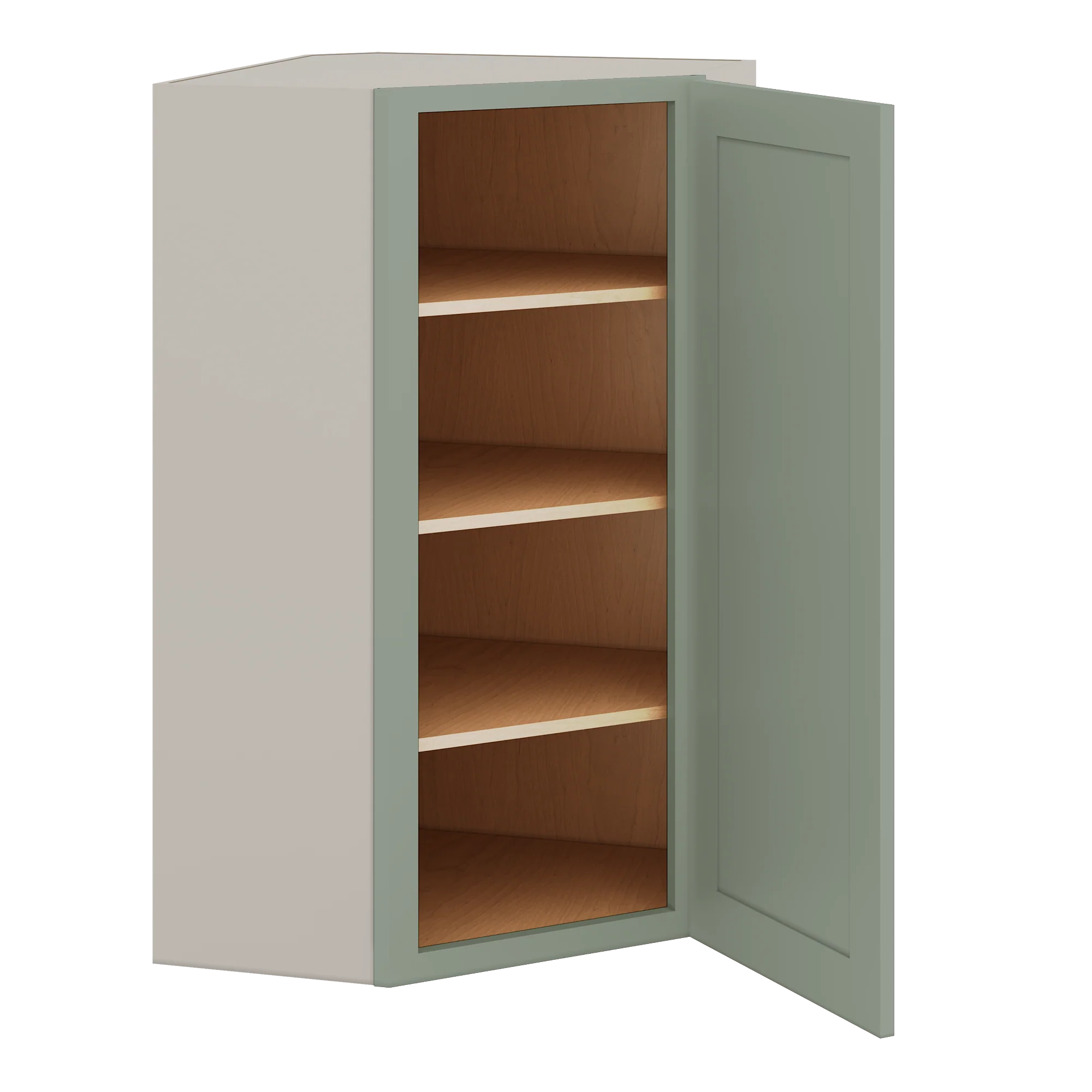 Diagonal Corner Green Shaker 1-1/4" Overlay Wall Cabinet 24" Wide by 30", 36" & 42" Tall - Image 6