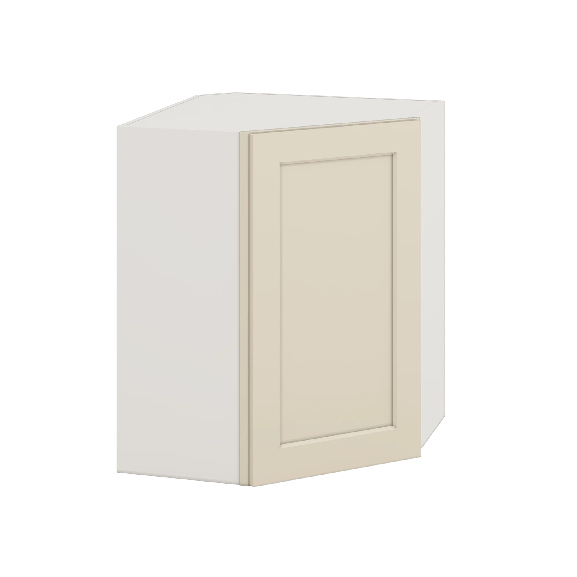 Diagonal Corner Manhattan Cream Shaker 1-1/4" Overlay Wall Cabinet 24" Wide by 30", 36" & 42" Tall