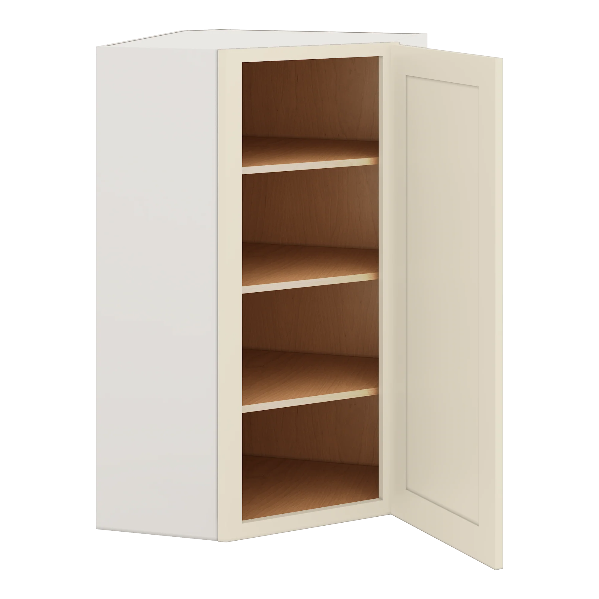 Diagonal Corner Manhattan Cream Shaker 1-1/4" Overlay Wall Cabinet 24" Wide by 30", 36" & 42" Tall - Image 6