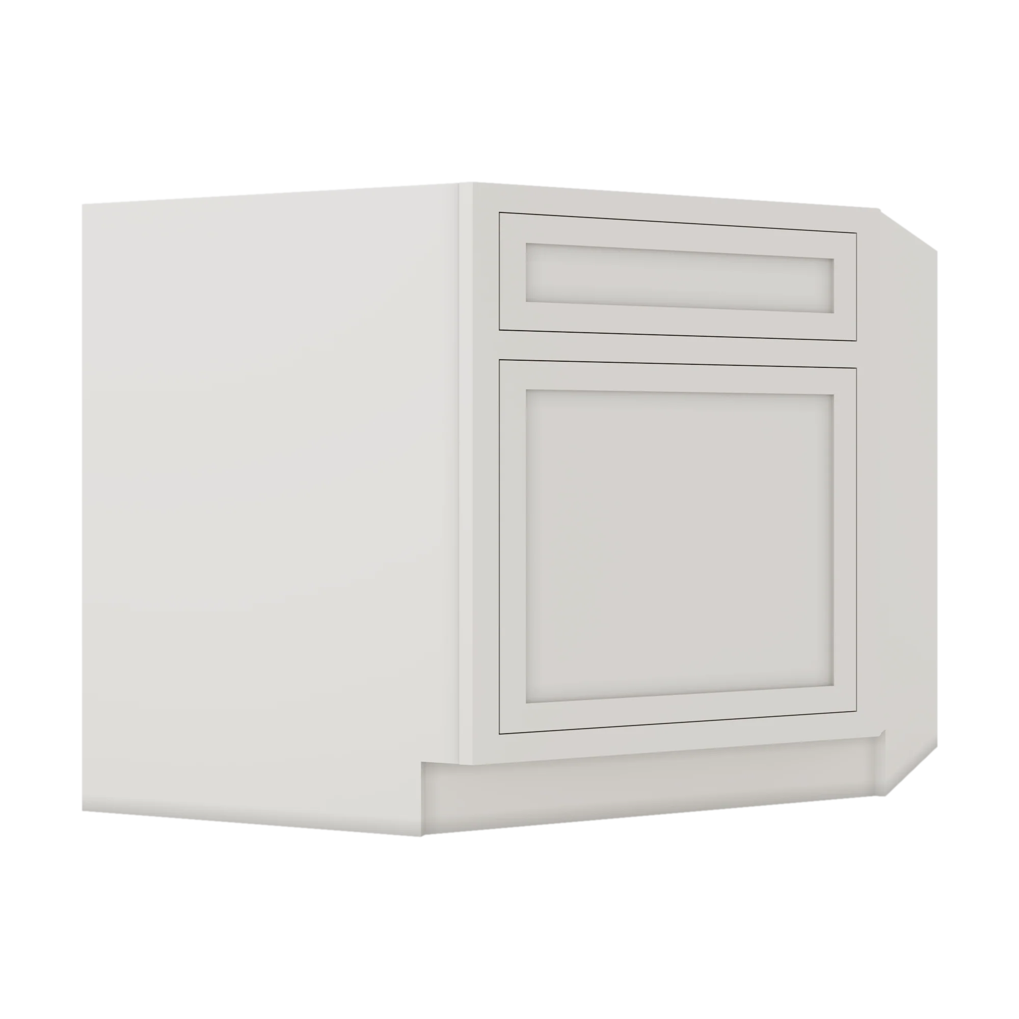 Diagonal Corner Sink Base Cabinet 42" - 2WS White Shaker
